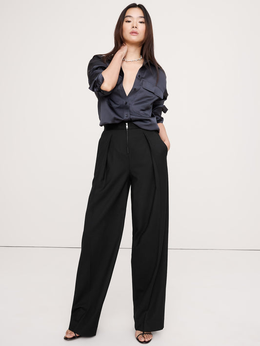 High-Rise Wide-Leg Tuxedo Pant