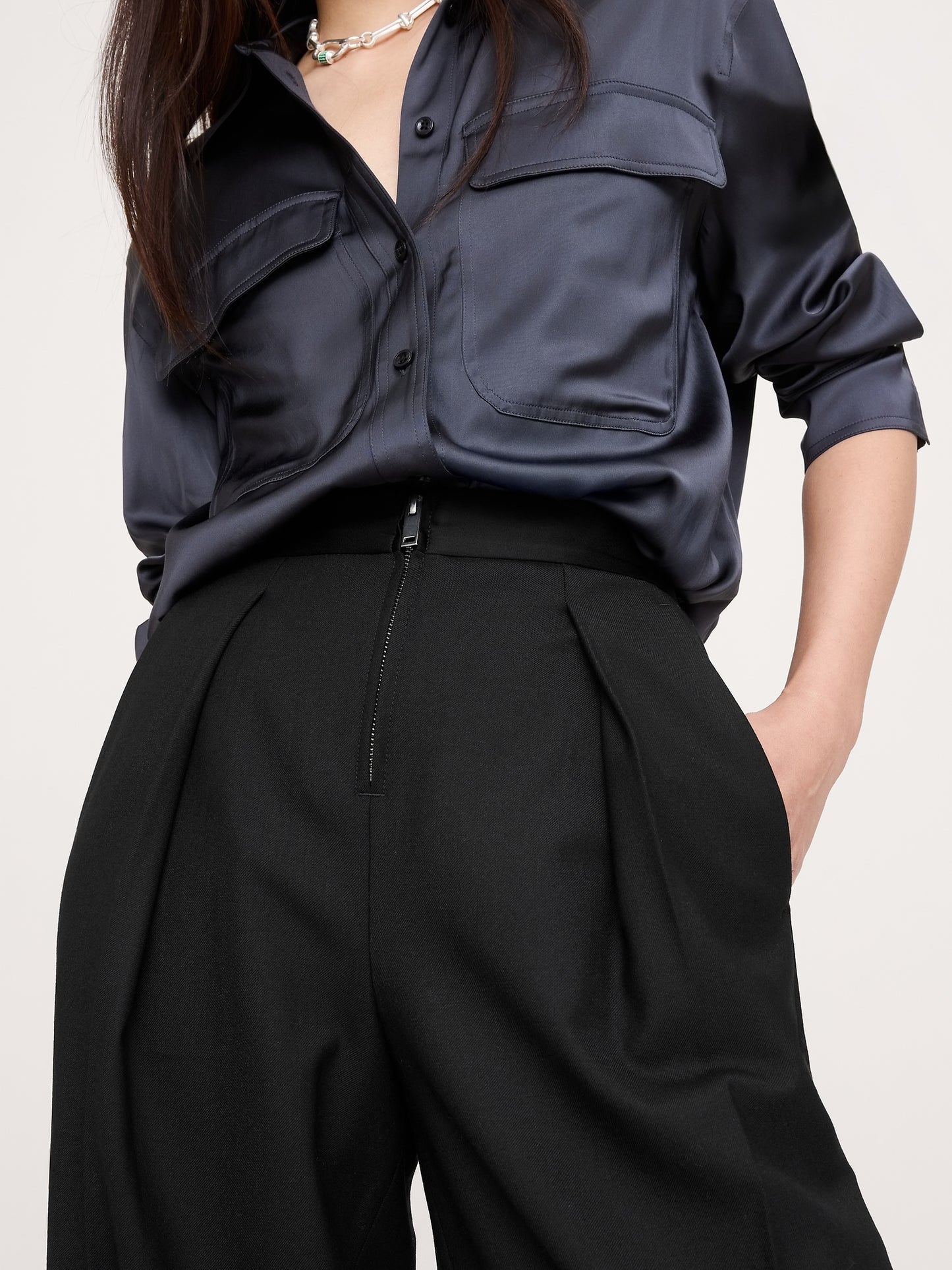 High-Rise Wide-Leg Tuxedo Pant