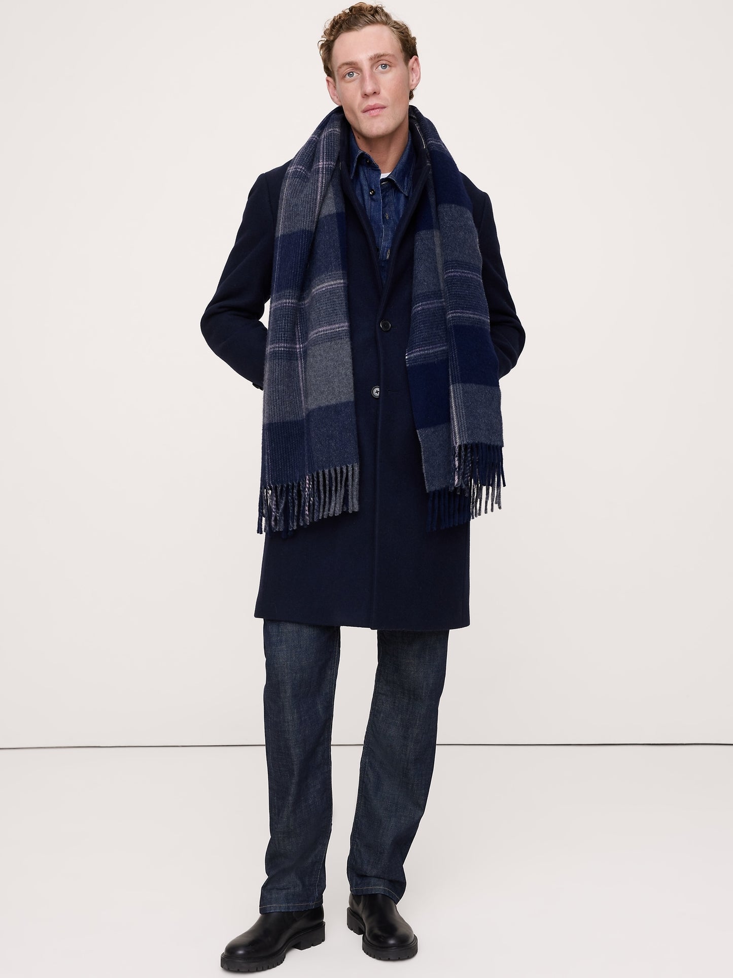 Plaid Wool-Blend Scarf