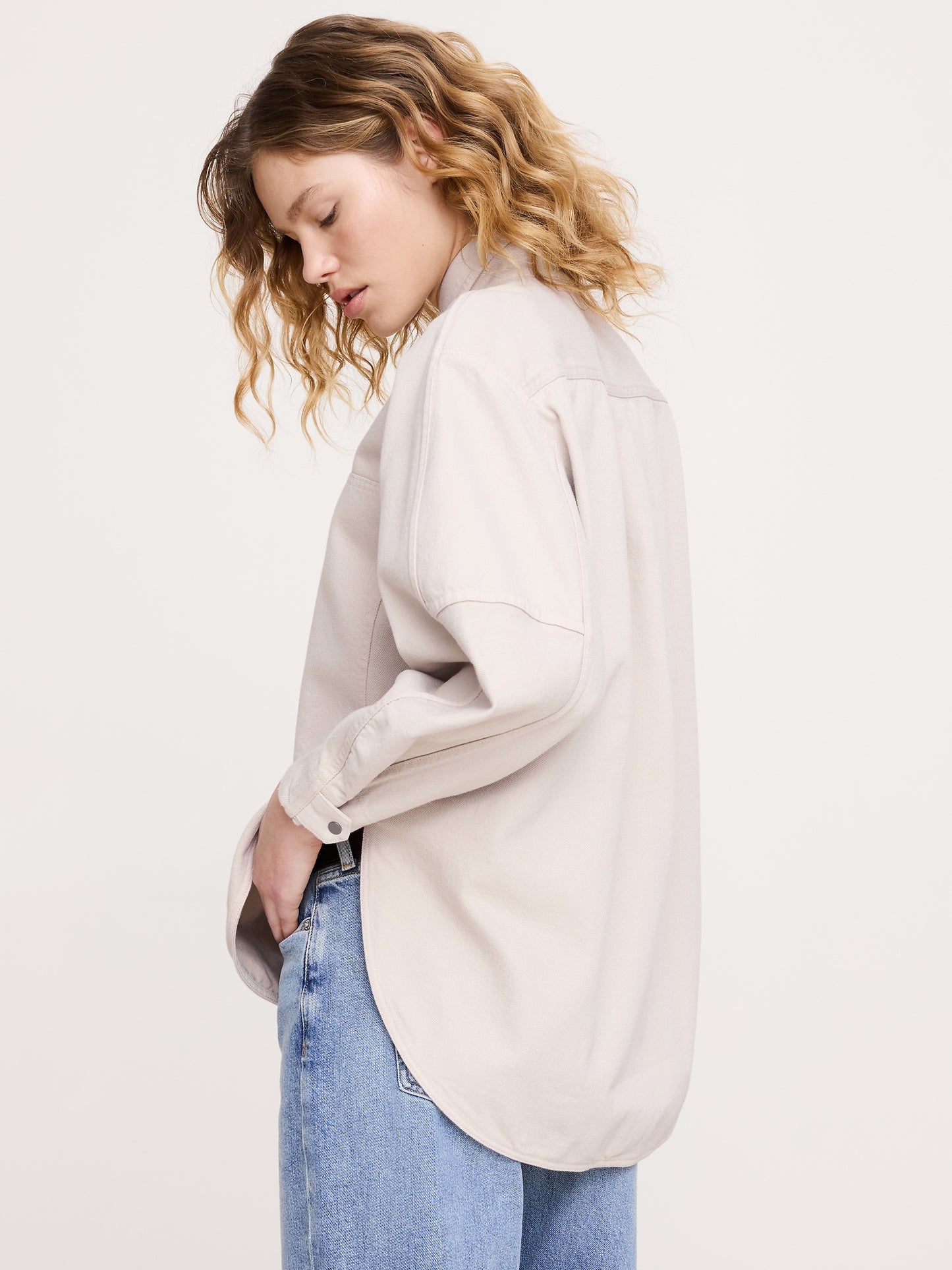 Oversized Denim Utility Pocket Shirt