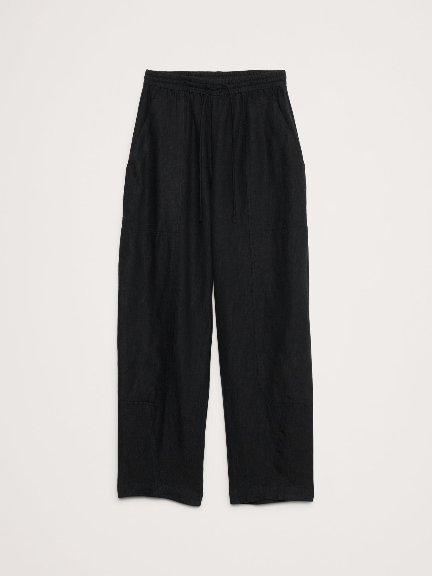 Barrel-Leg Linen Pull-On Pant