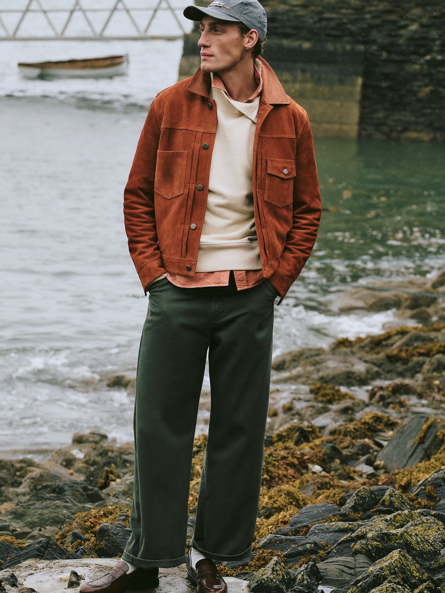 French Terry Button-Shoulder Sweatshirt