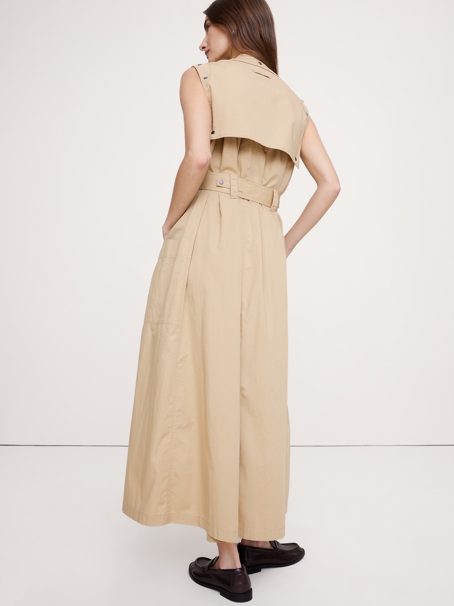 Stretch-Cotton Utility Maxi Dress