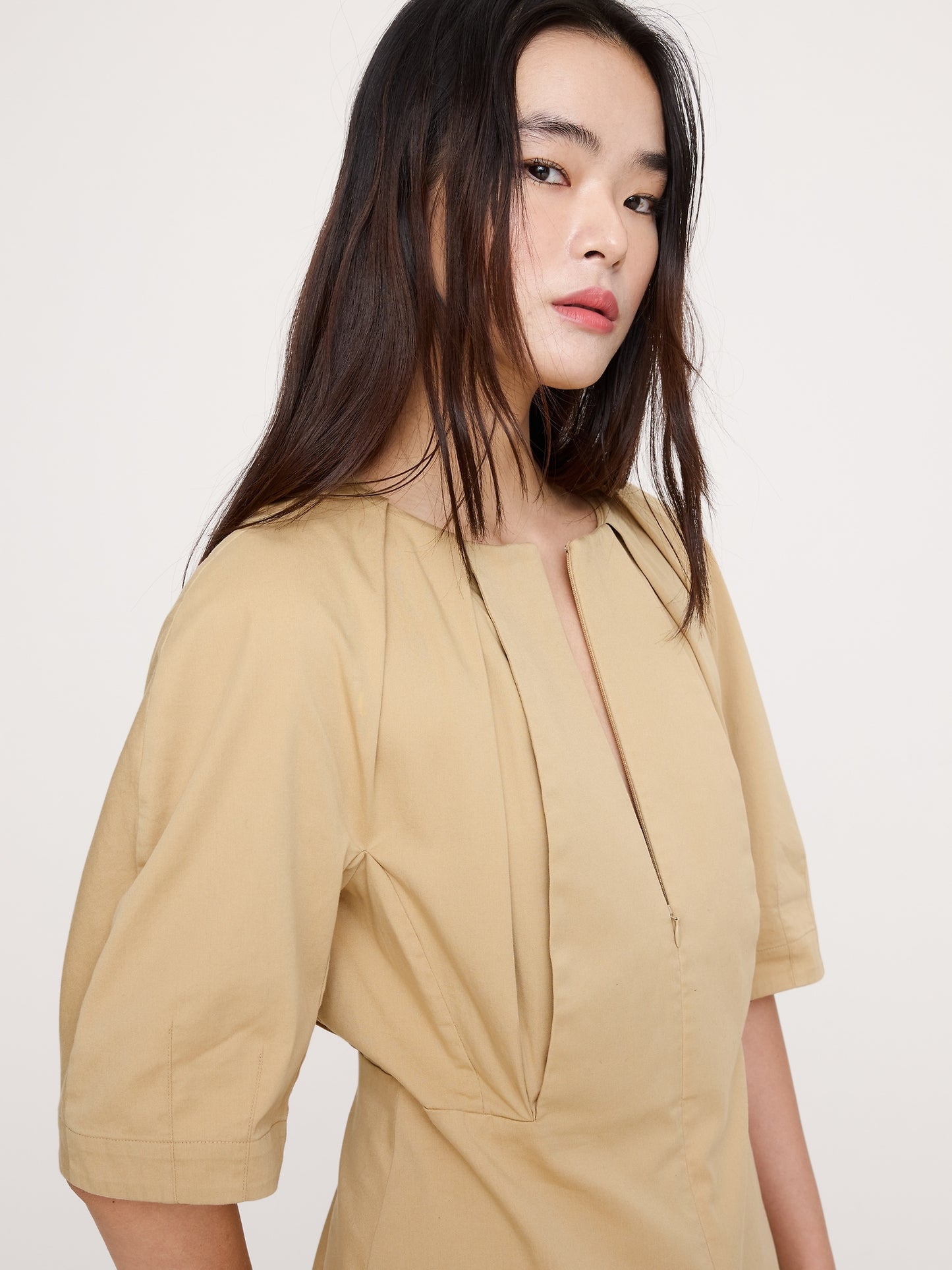 Soft Cotton Zip-Neck Top