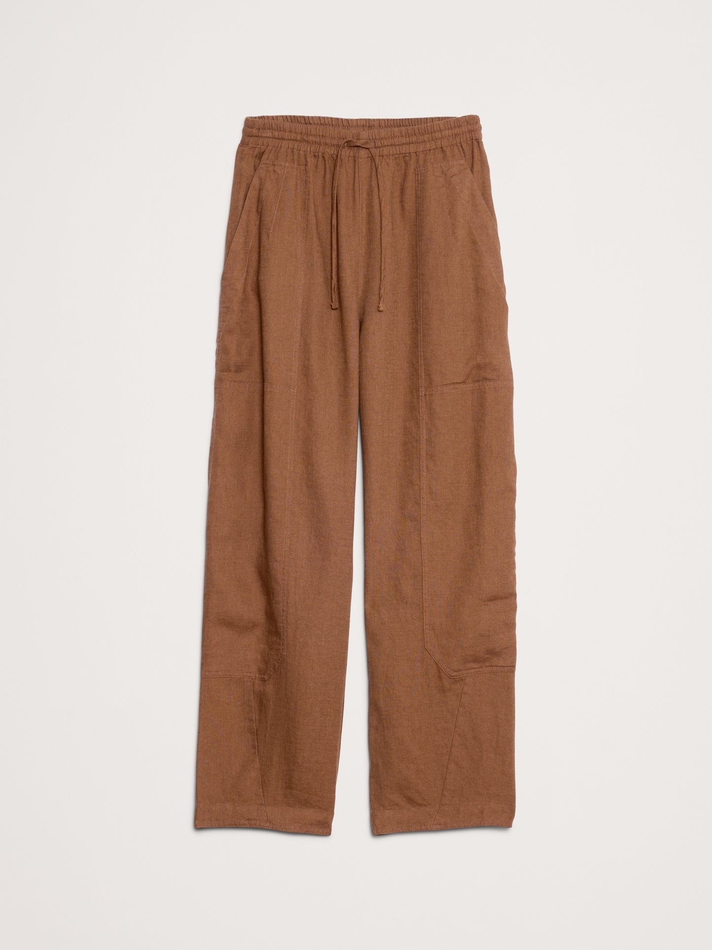 Barrel-Leg Linen Pull-On Pant