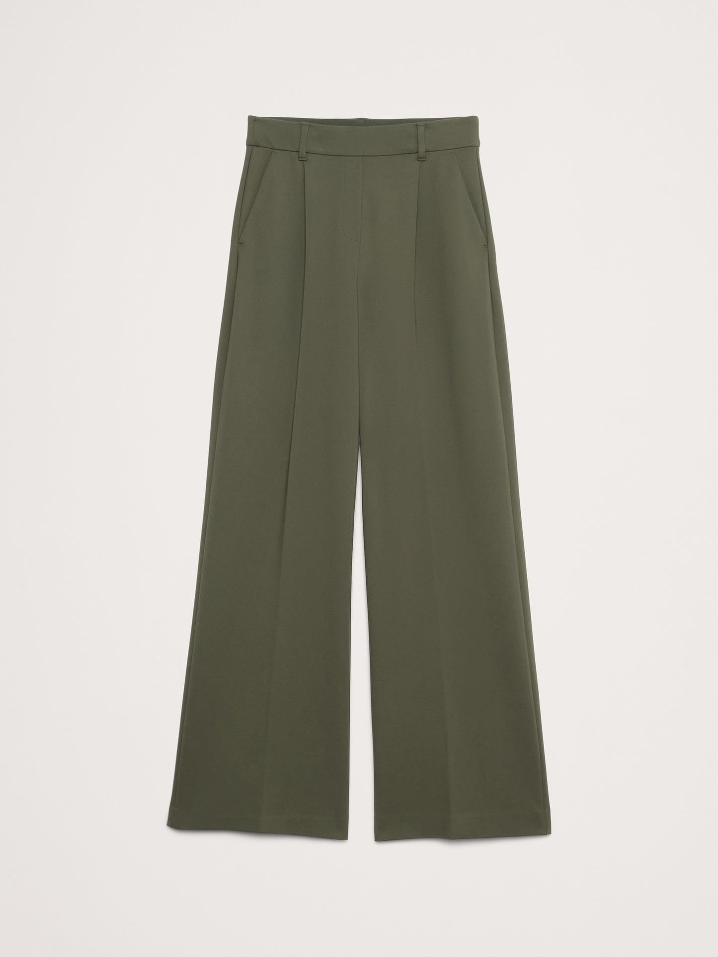 High-Rise Wide-Leg Drapey Ponte Pull-On Pant