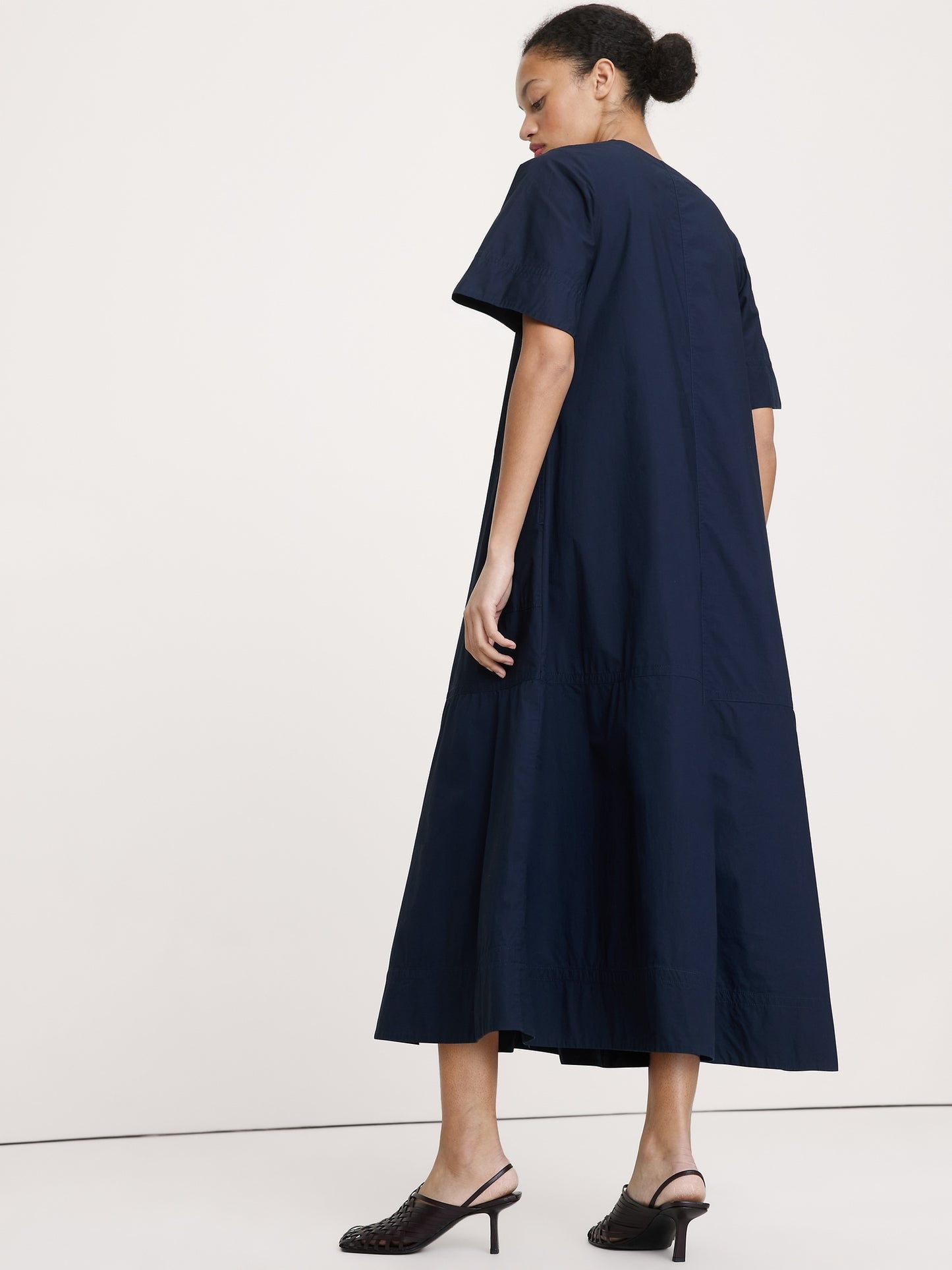 Cotton Poplin Trapeze Midi Dress