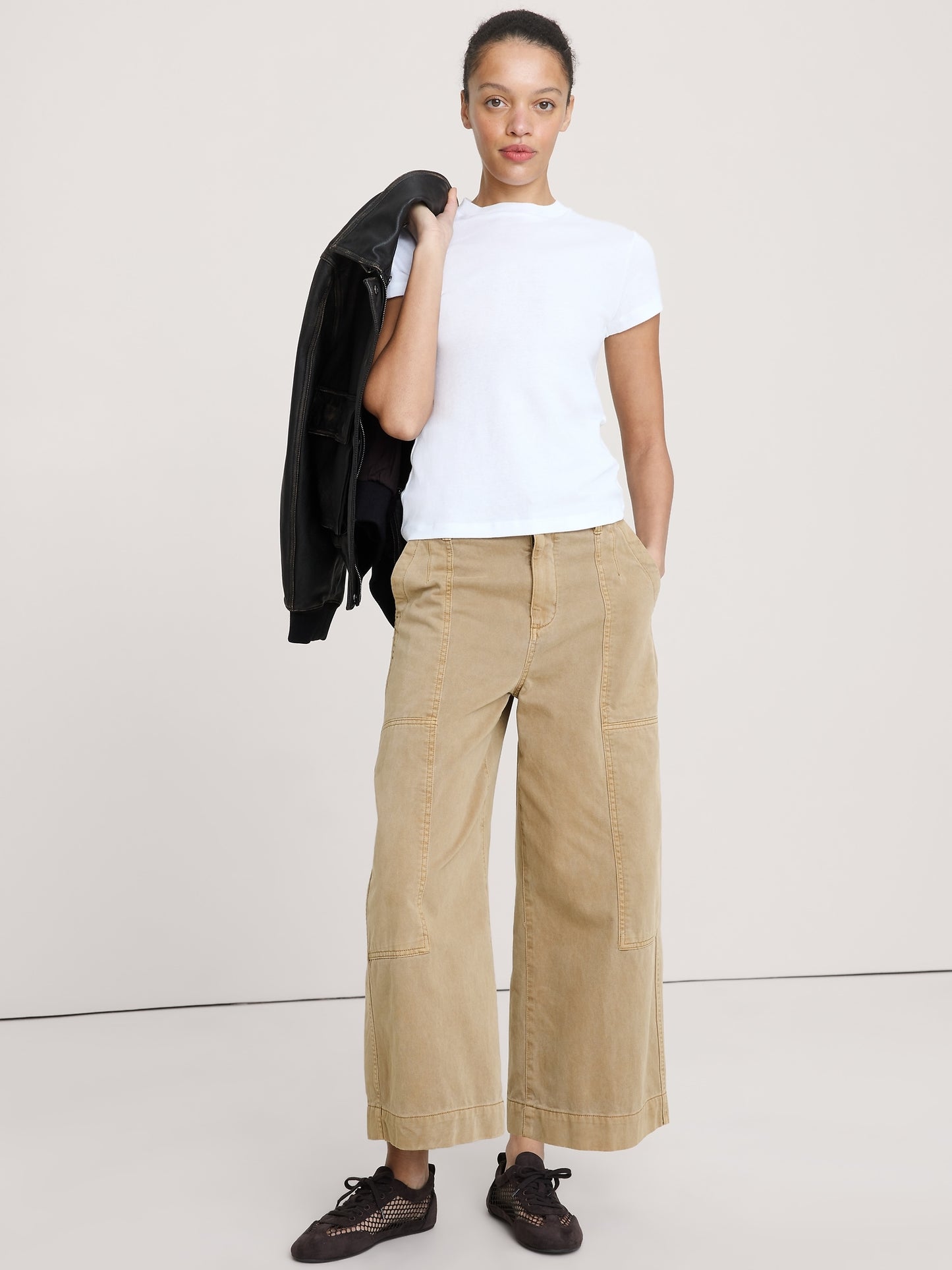 Baby Rib Cotton Mock-Neck T-Shirt