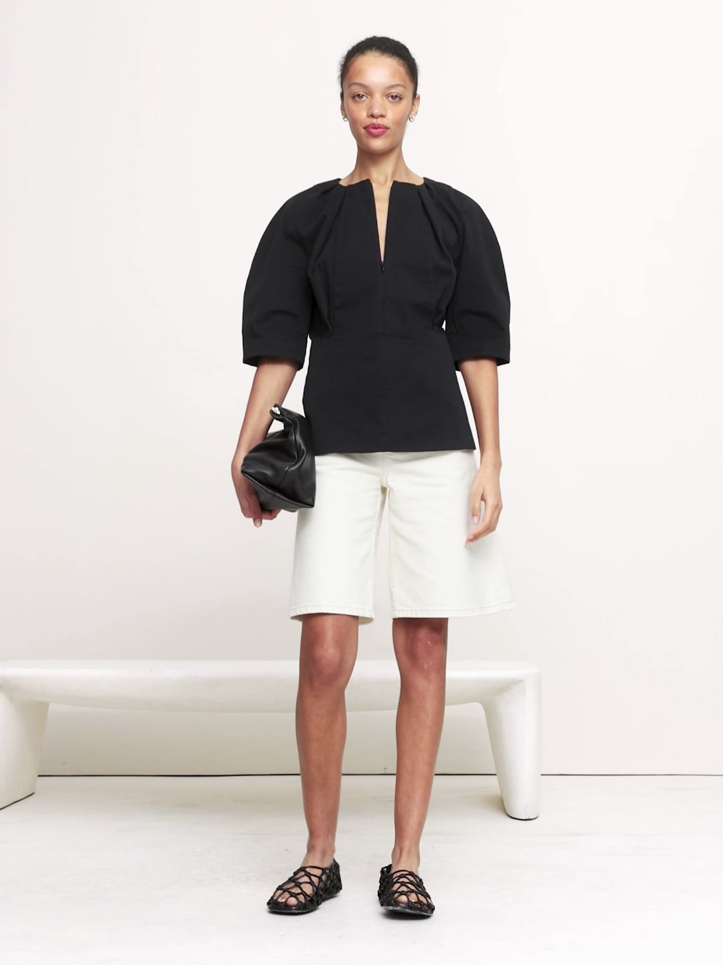 Soft Cotton Zip-Neck Top