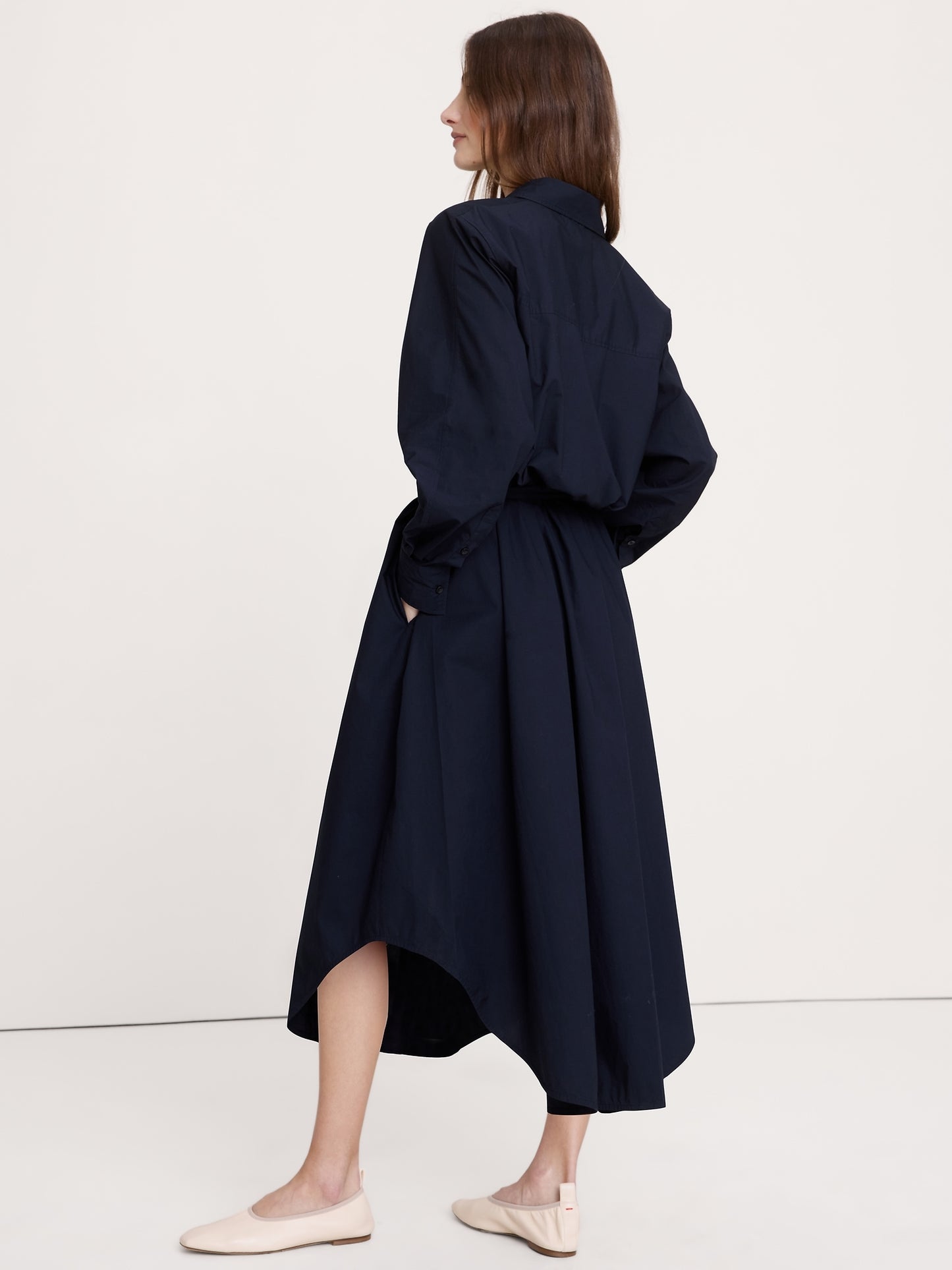 Cotton Poplin Midi Shirt Dress
