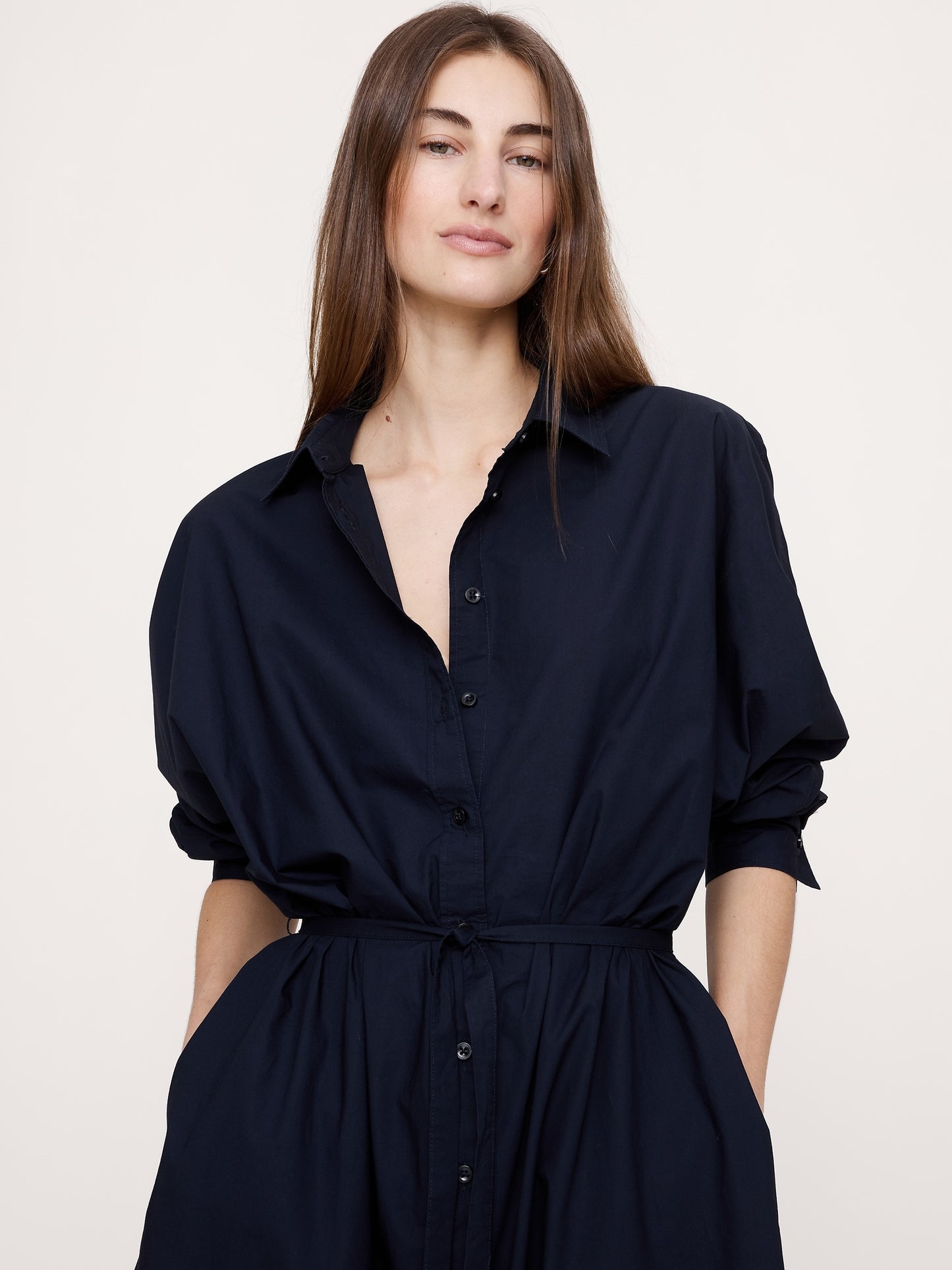 Cotton Poplin Midi Shirt Dress