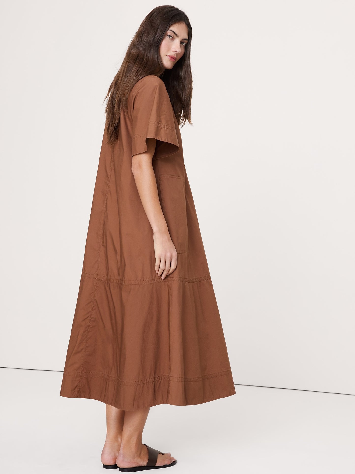 Cotton Poplin Trapeze Midi Dress