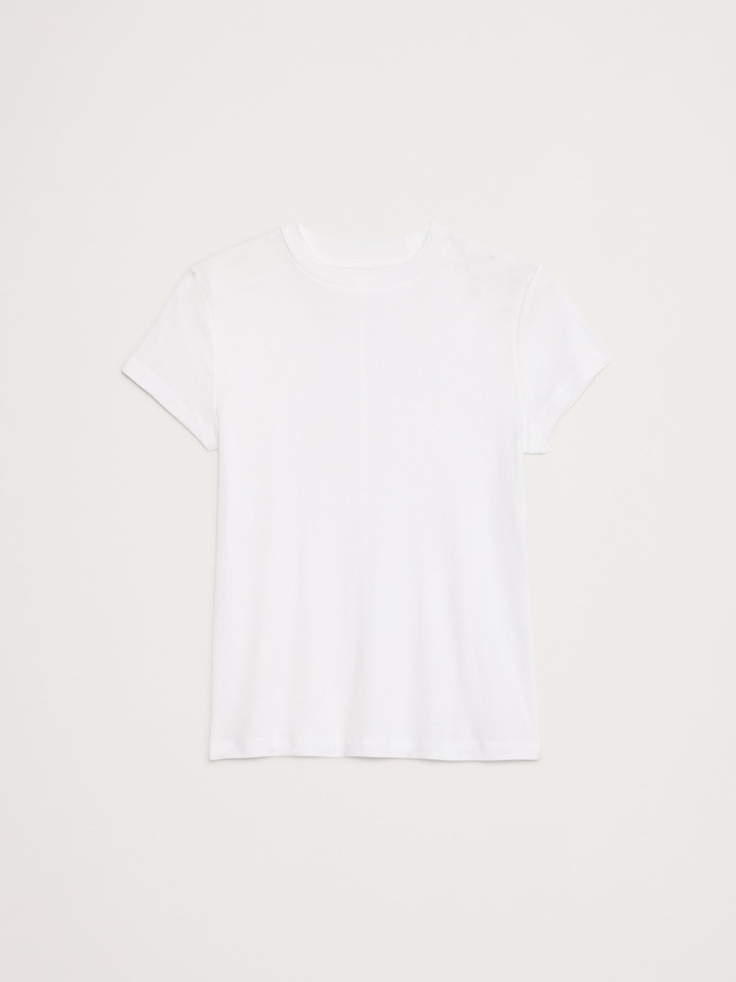 Baby Rib Cotton Mock-Neck T-Shirt