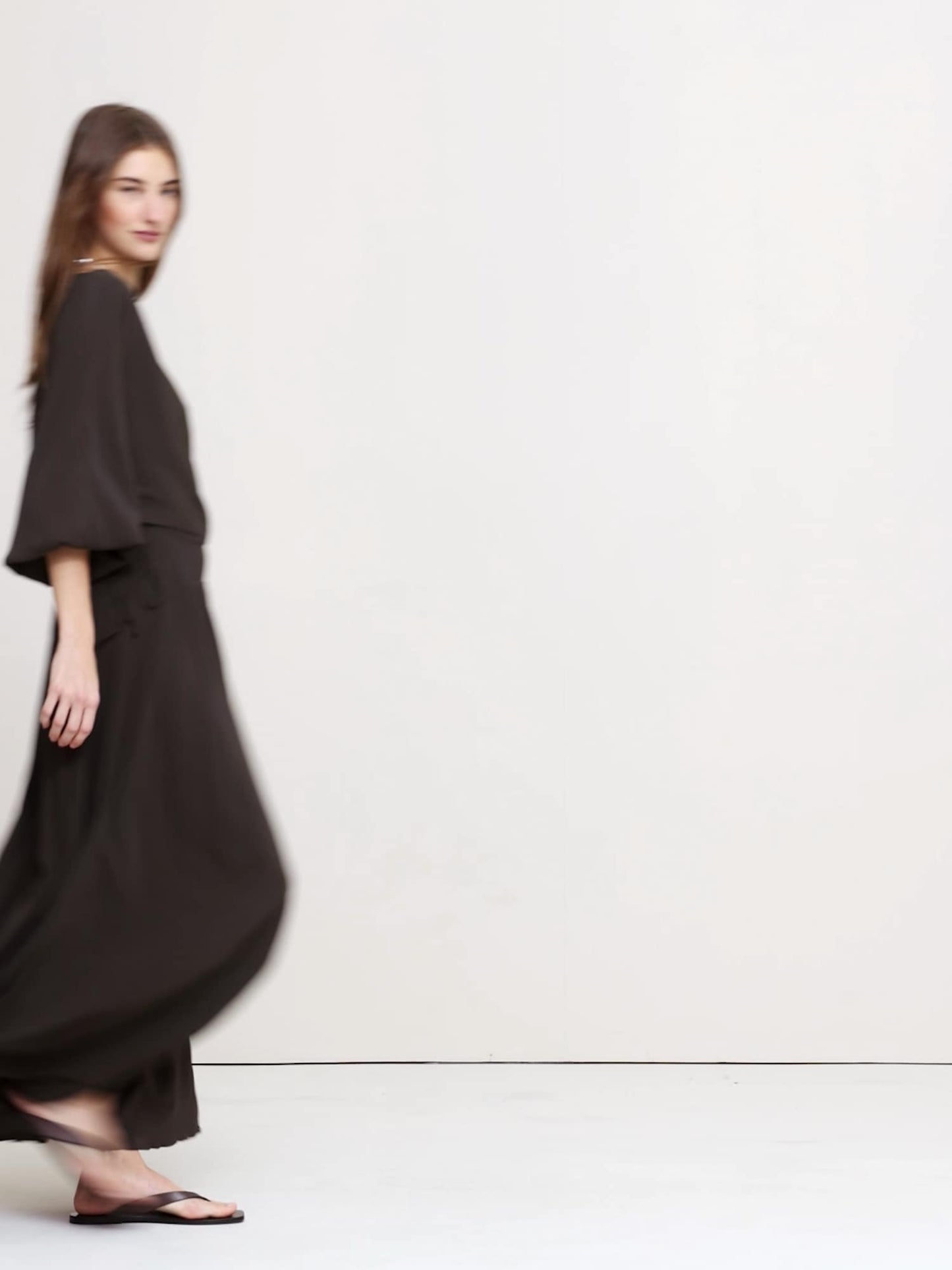 Smocked Georgette Maxi Skirt