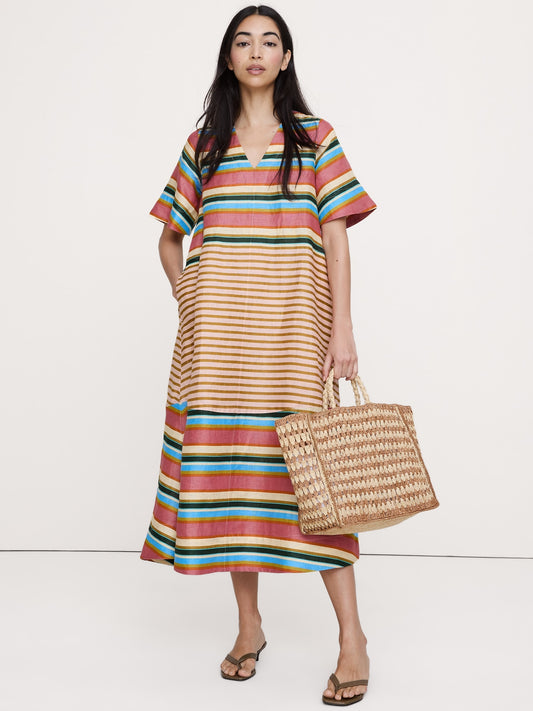 Linen Trapeze Midi Dress