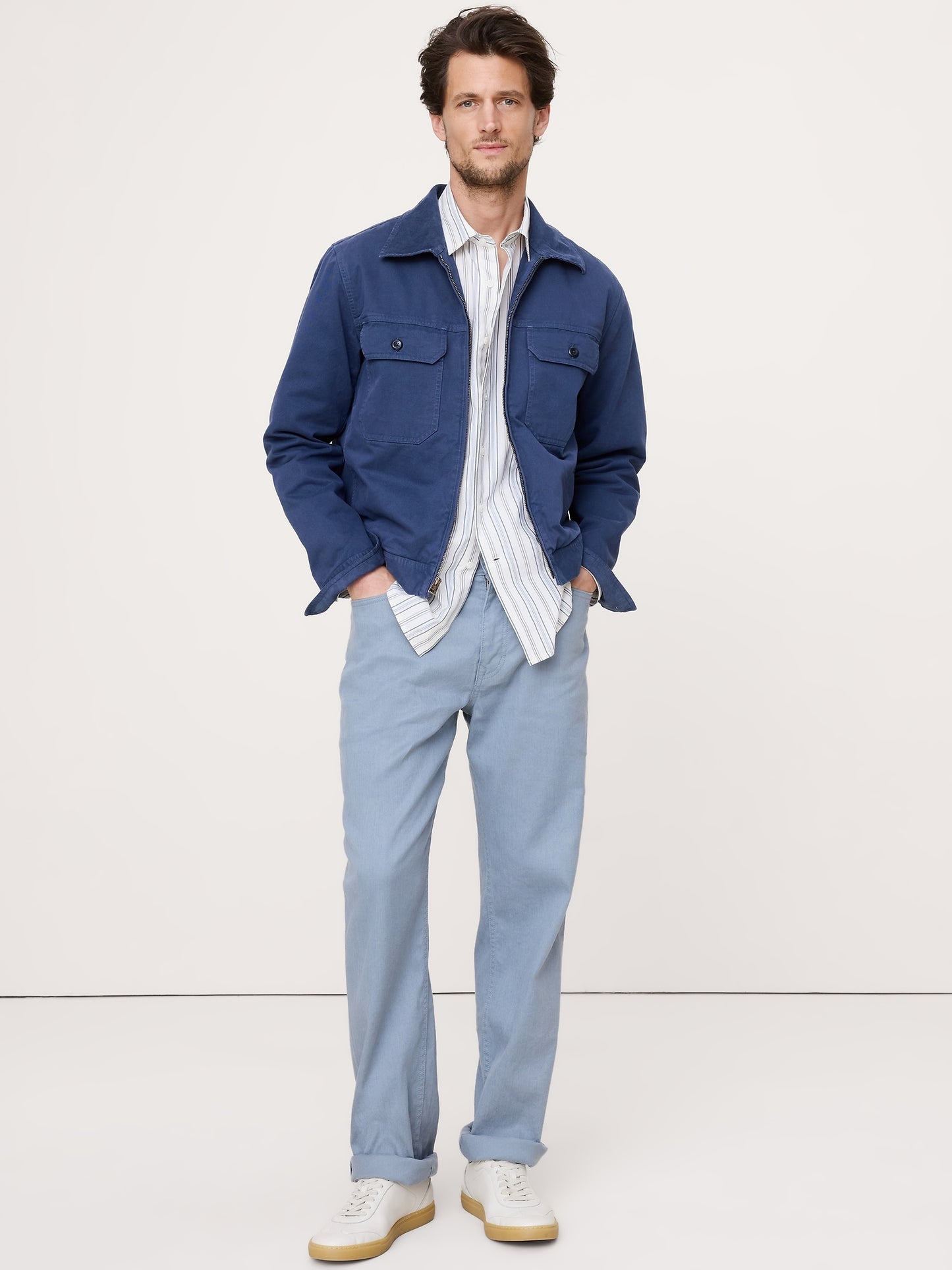 Straight Linen-Cotton Traveler Pant