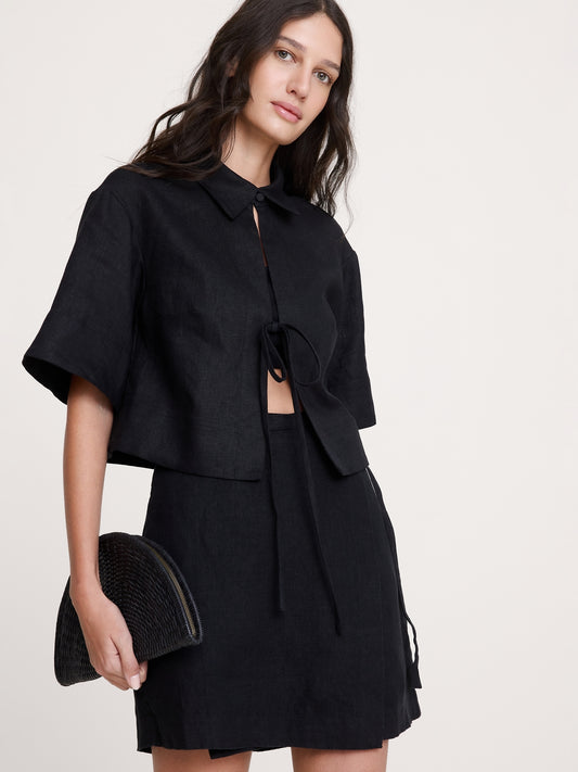 Linen Tie-Front Shirt