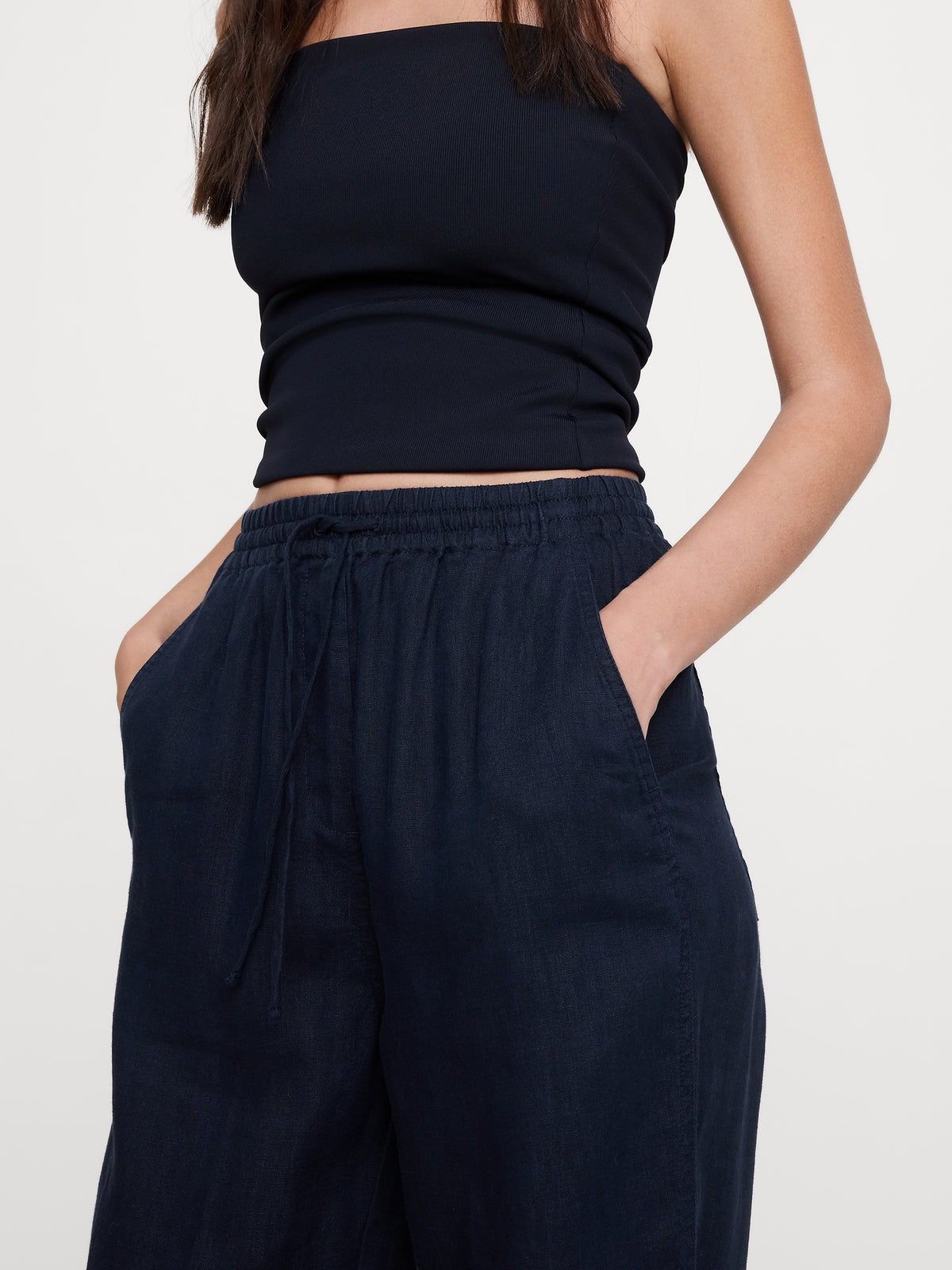 The Getaway Straight-Leg Pull-On Pant in Linen