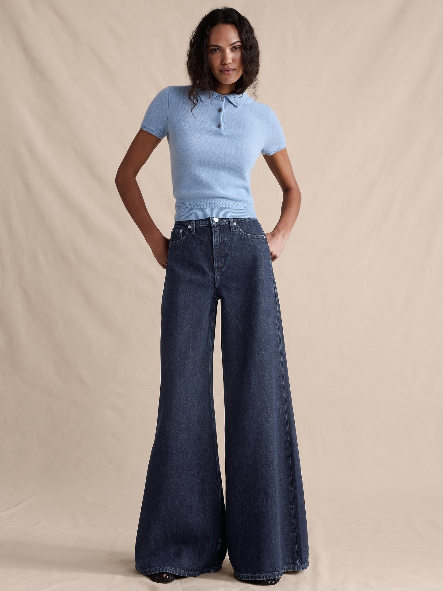 High-Rise Wide-Leg Lightweight Palazzo Jean