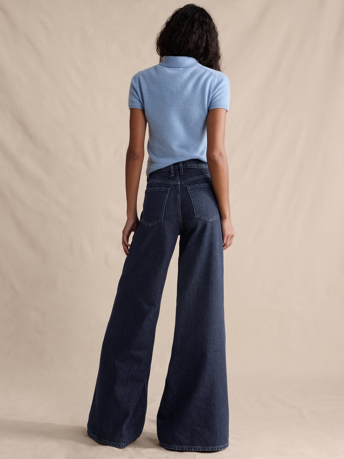 High-Rise Wide-Leg Lightweight Palazzo Jean