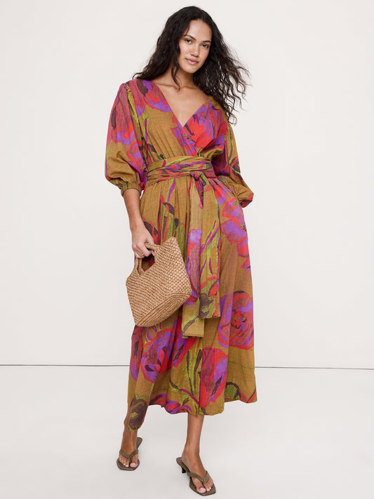 Lightweight Cotton Wrap Maxi Dress