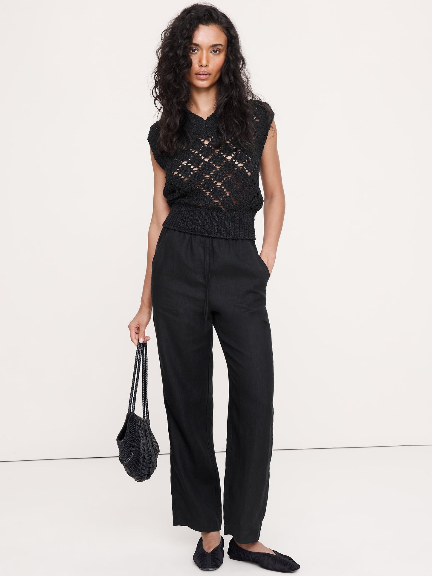 The Getaway Straight-Leg Pull-On Pant in Linen