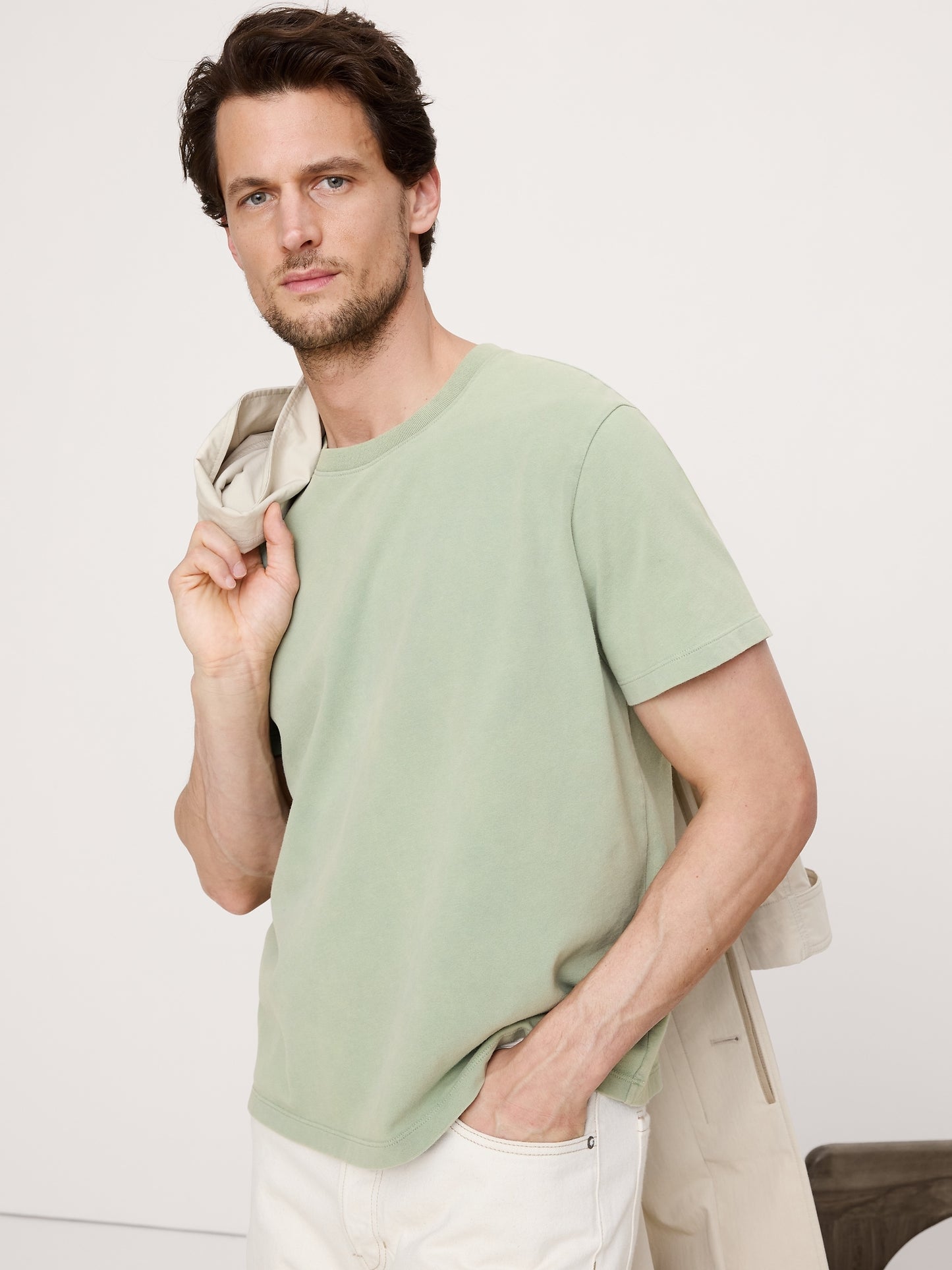 Sueded Cotton Crew-Neck T-Shirt