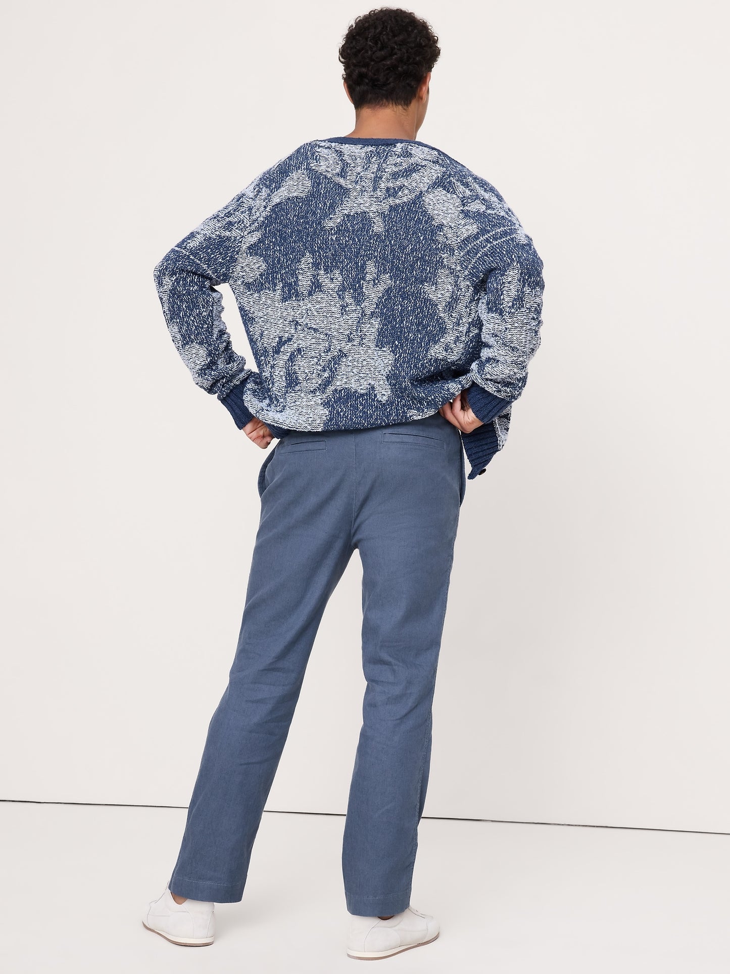 Straight Italian Linen-Cotton Pull-On Pant