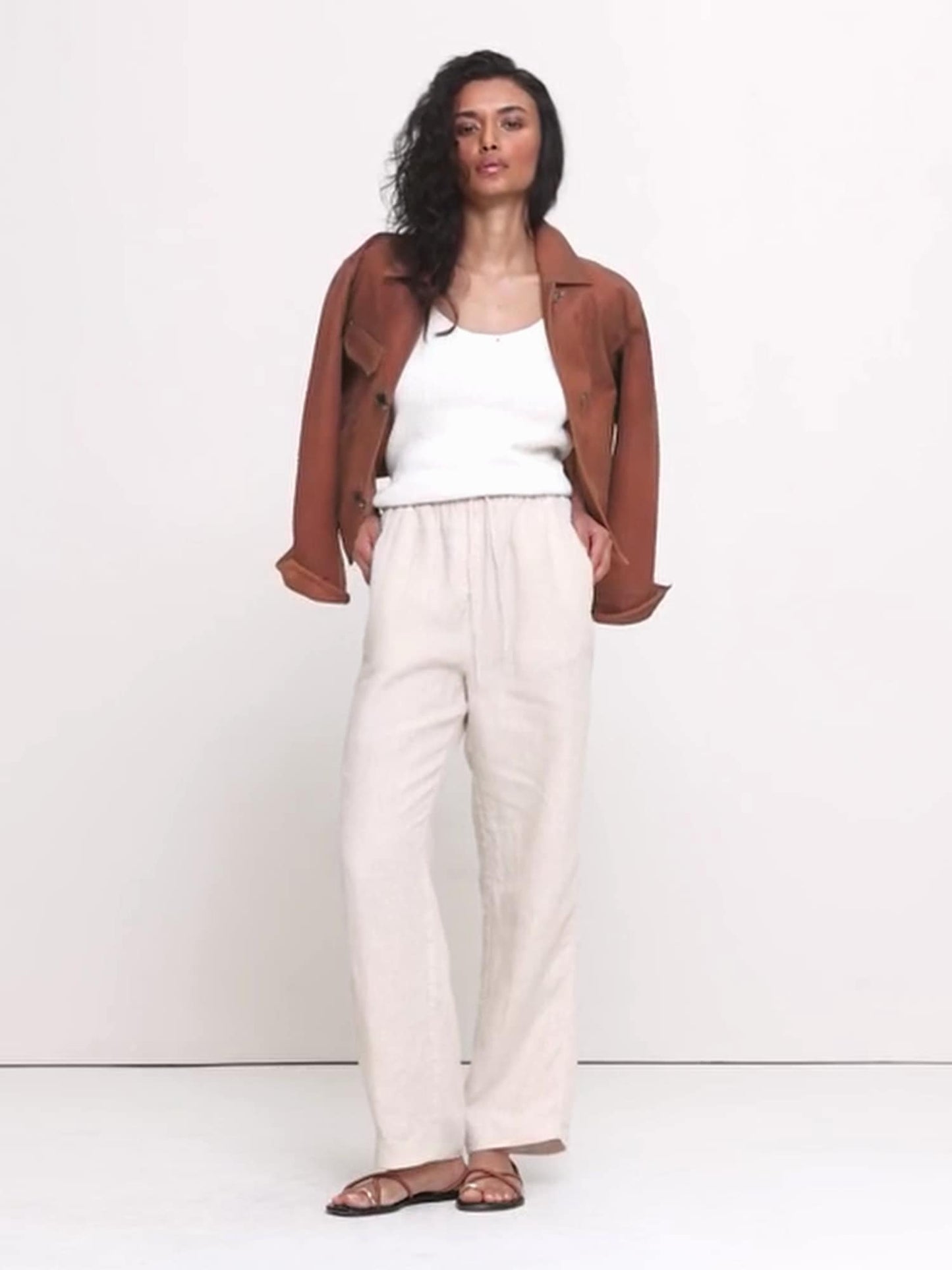 The Getaway Straight-Leg Pull-On Pant in Linen