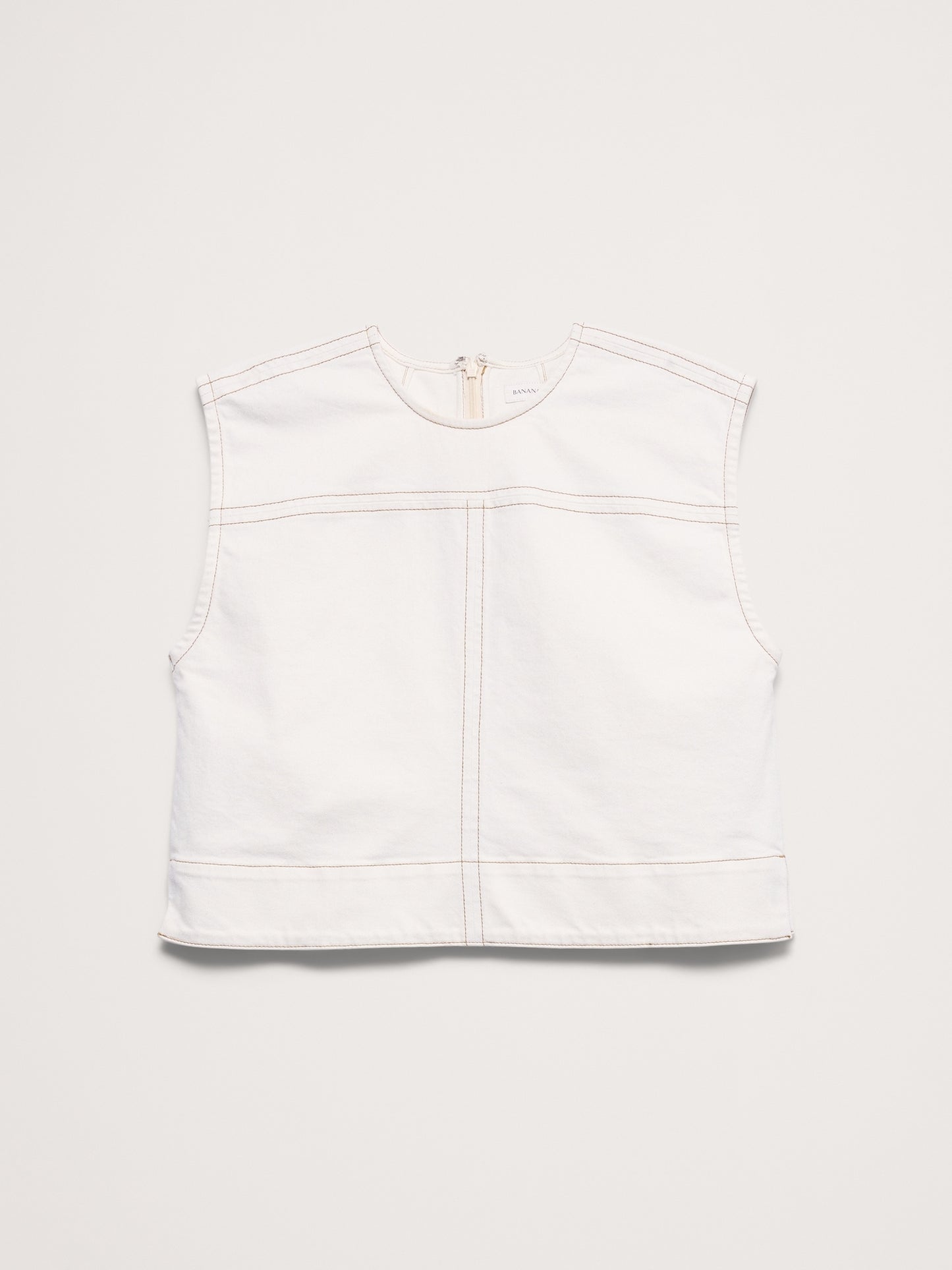 Top-Stitched Denim Top