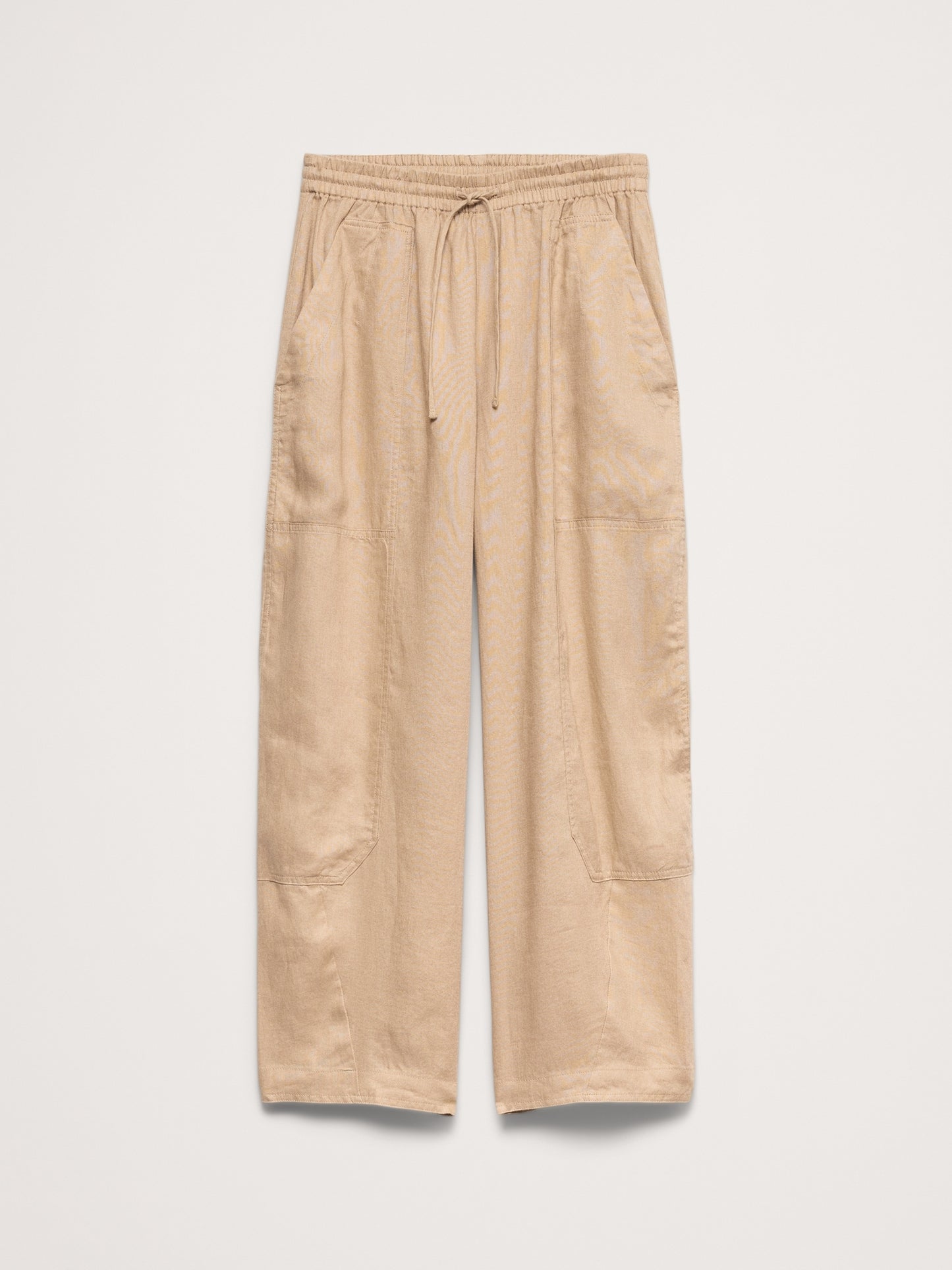 Barrel-Leg Linen Pull-On Pant