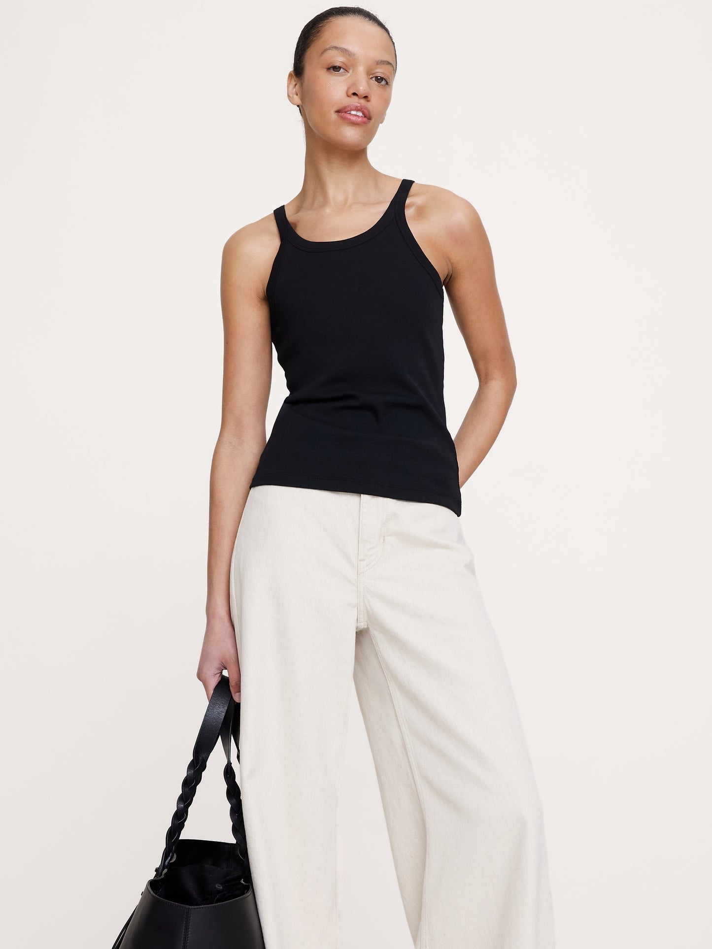 Ribbed Scoop-Neck Tank