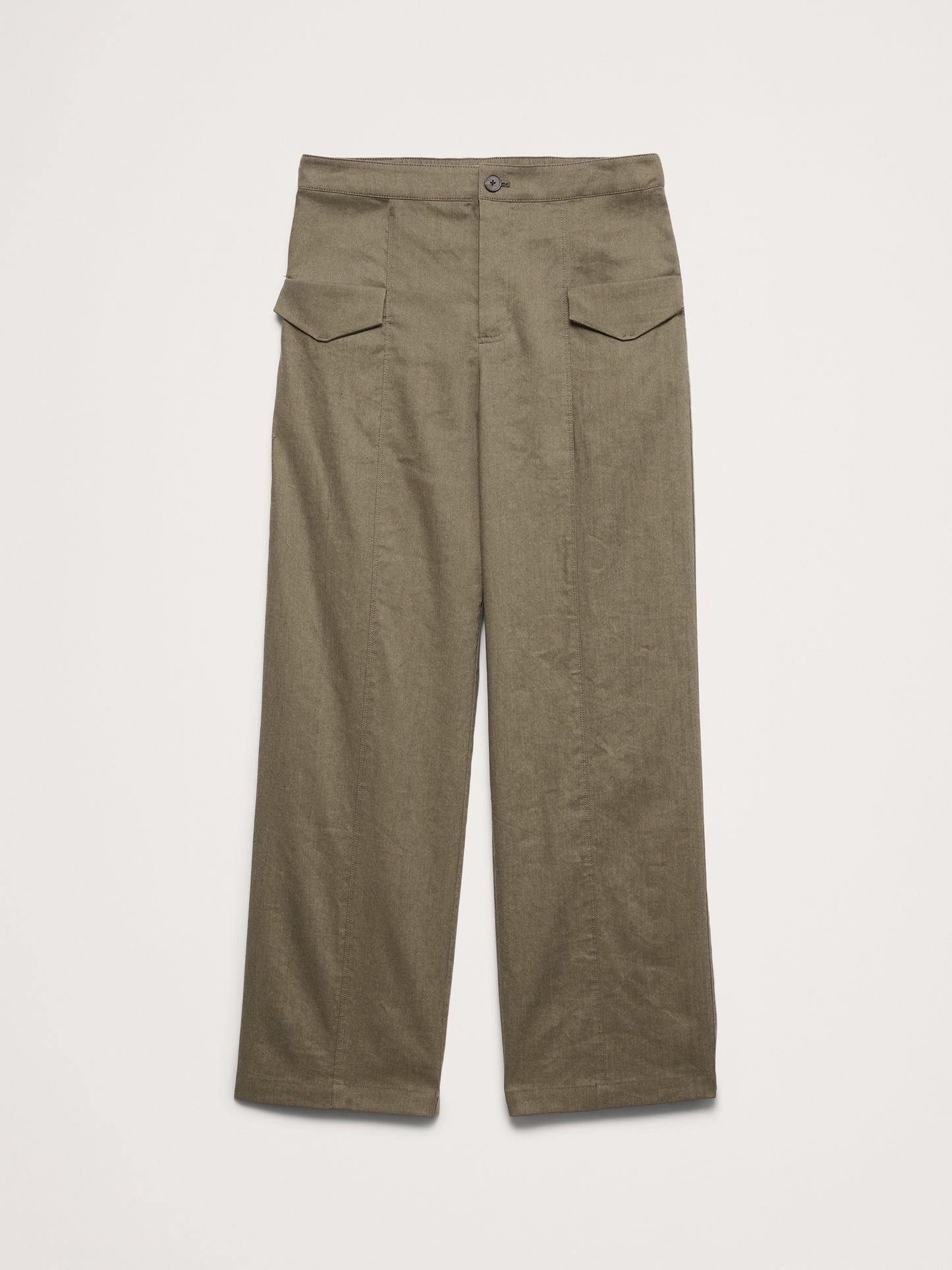High-Rise Straight Utility Pant in Stretch Linen-Viscose