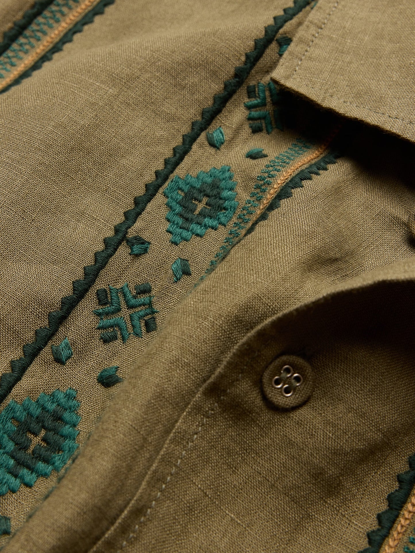 Relaxed-Fit Embroidered Linen Long-Sleeve Resort Shirt