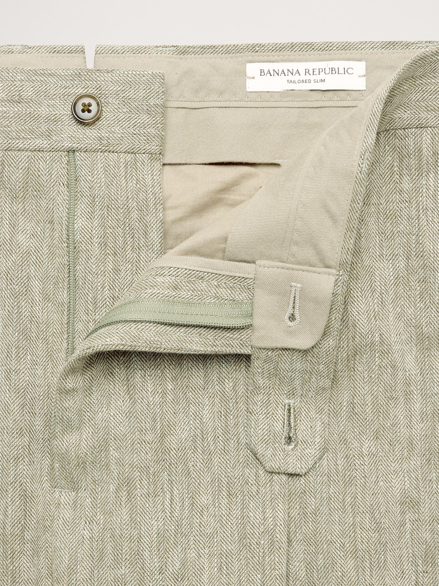 Green Linen-Cotton Suit Pant