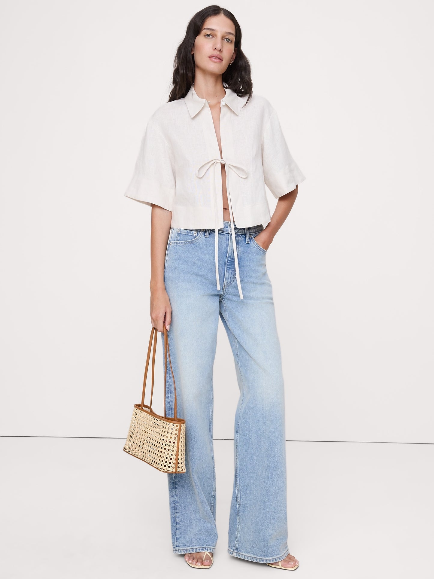 Linen Tie-Front Shirt
