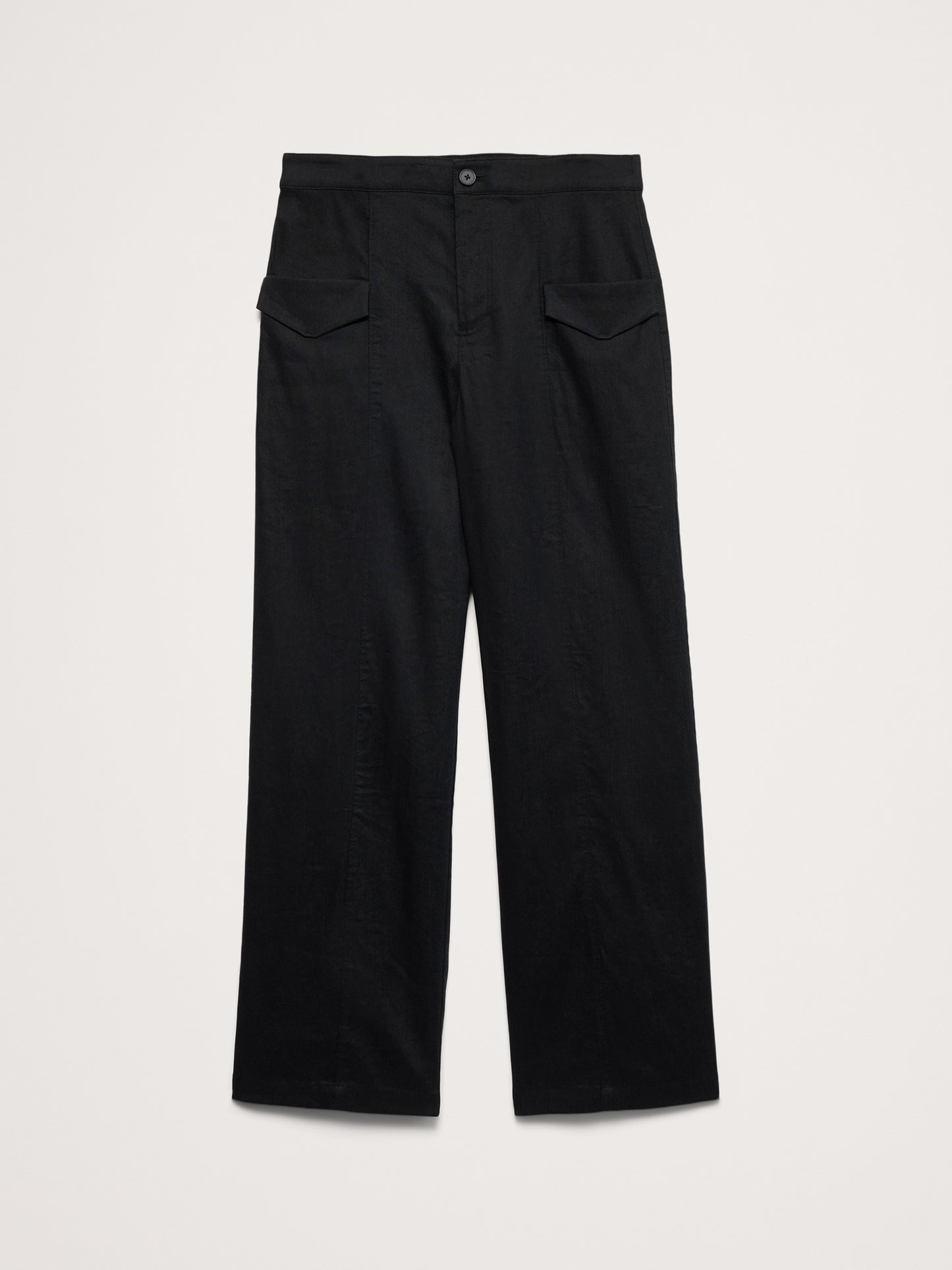 High-Rise Straight Utility Pant in Stretch Linen-Viscose