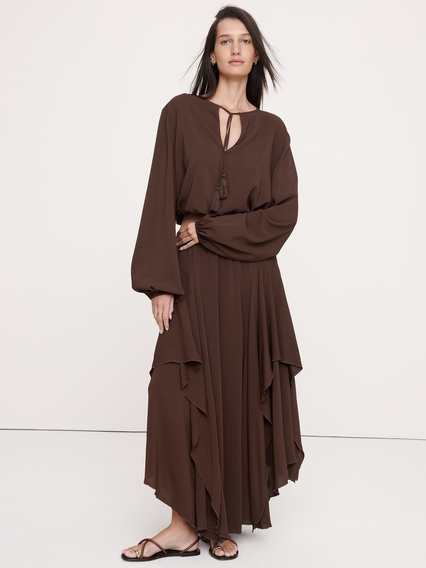 Georgette Tie-Neck Blouse