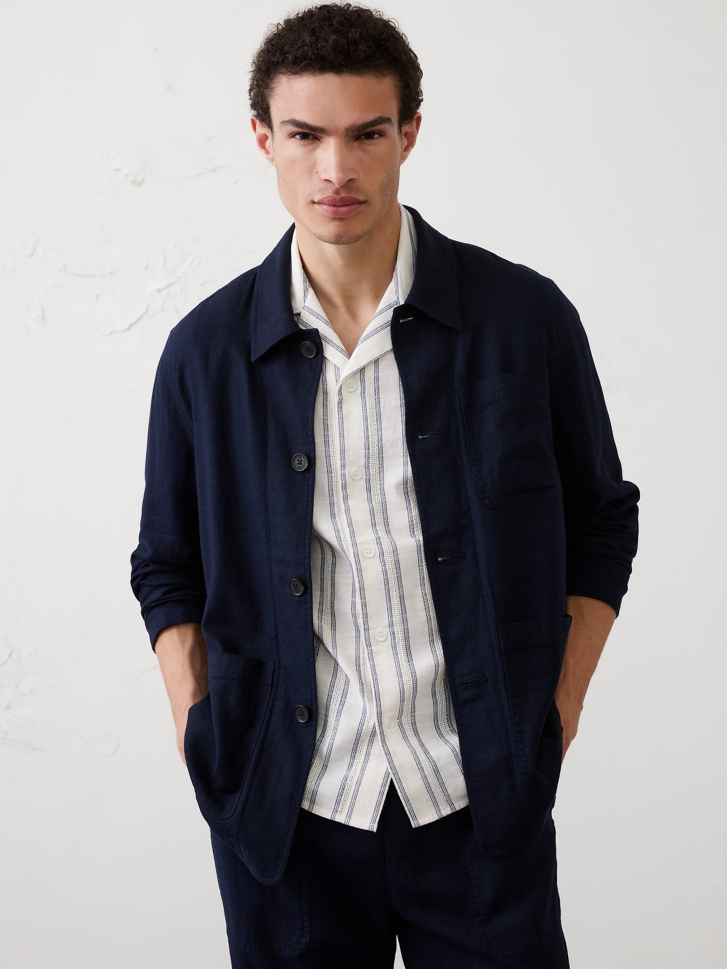Linen-Blend Chore Jacket