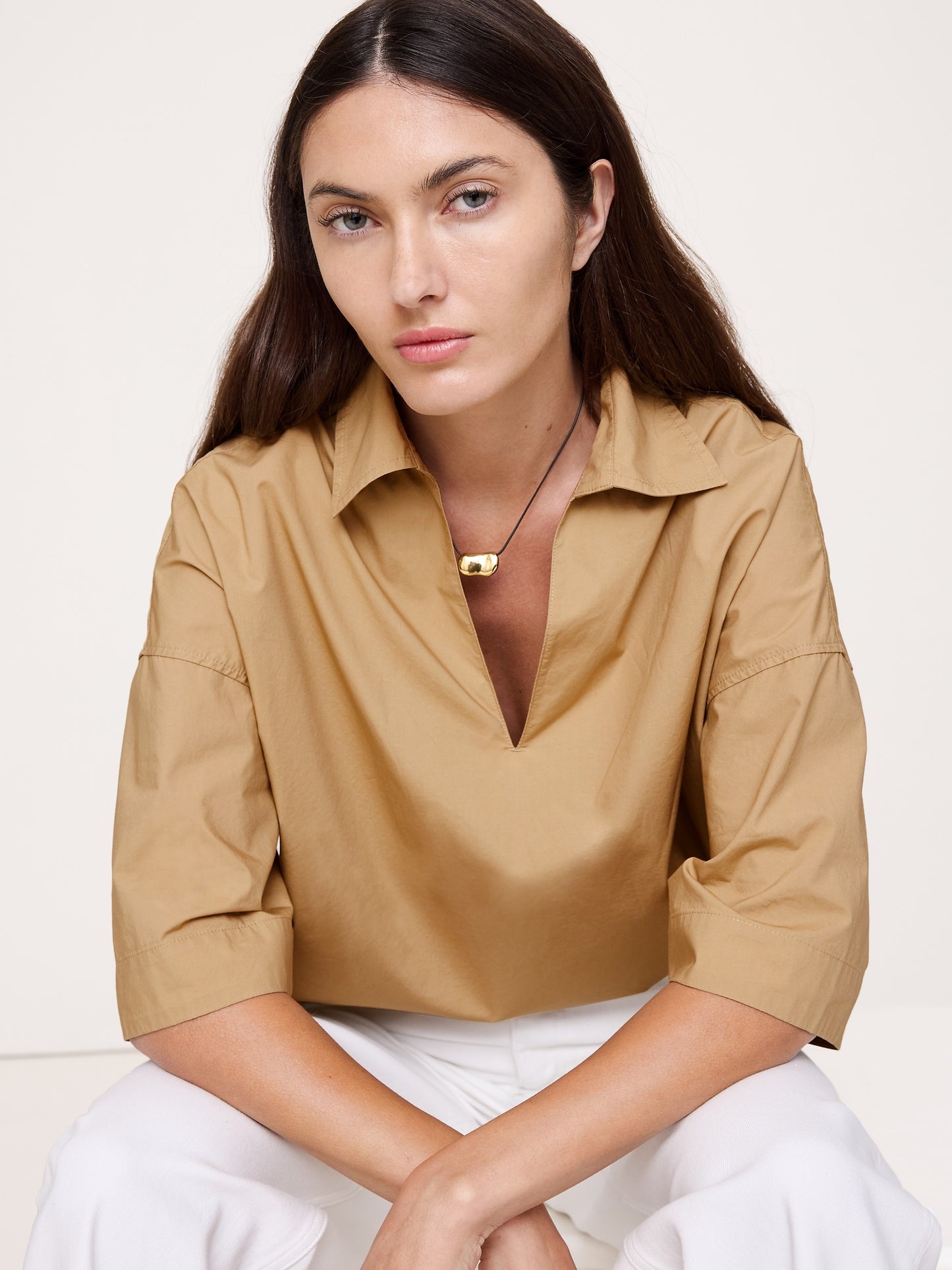 Cotton Poplin Popover Tunic