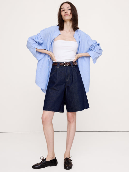 Mid-Rise Denim Bermuda Short
