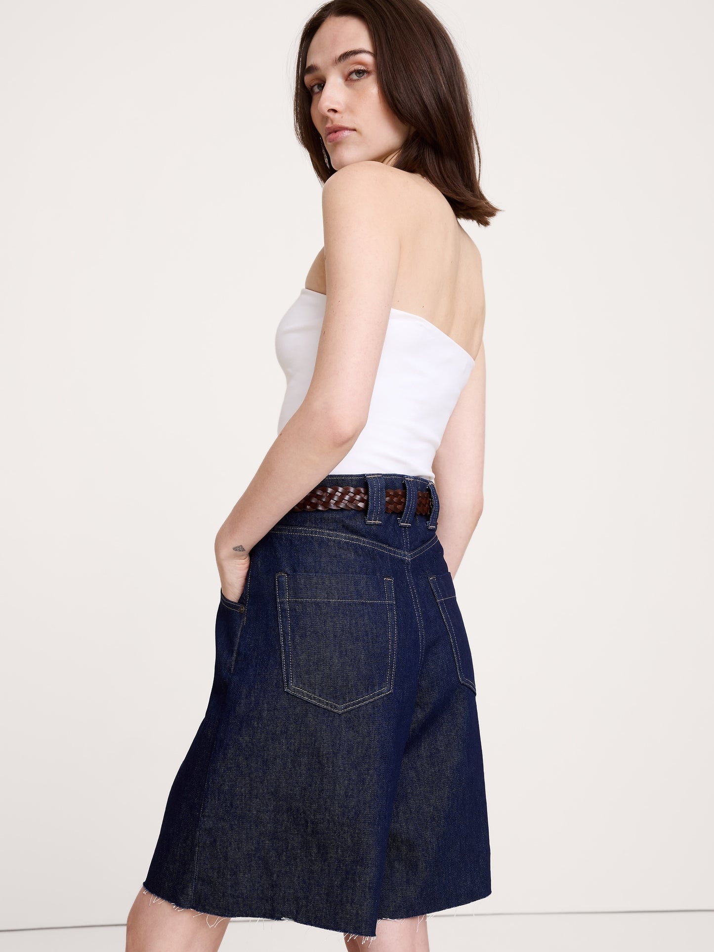Mid-Rise Denim Bermuda Short