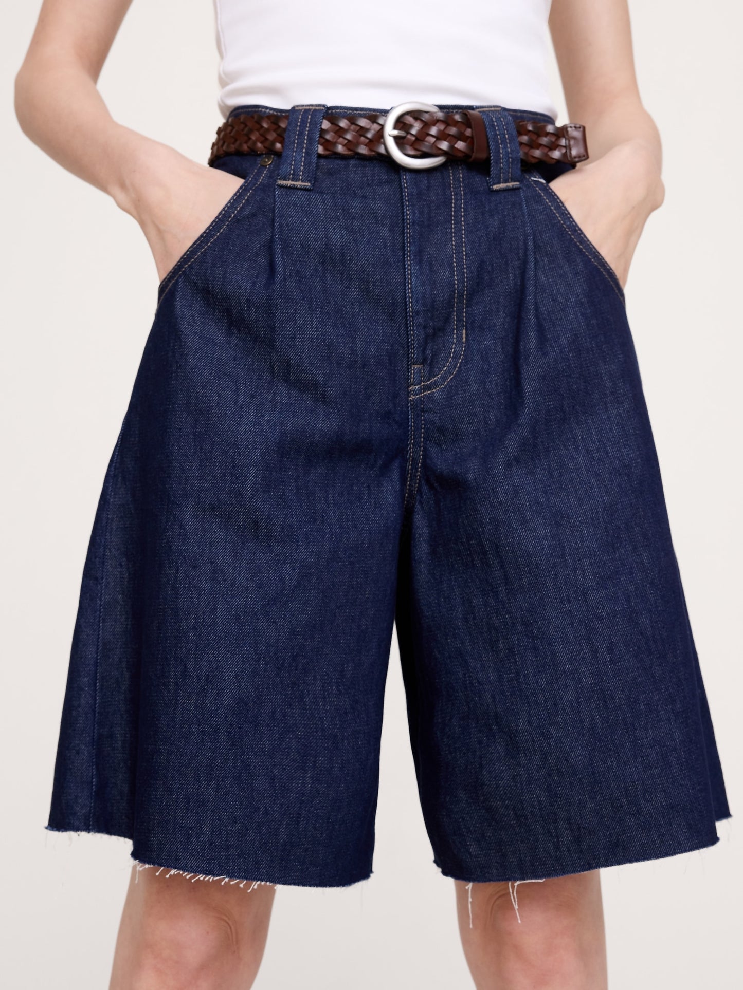 Mid-Rise Denim Bermuda Short