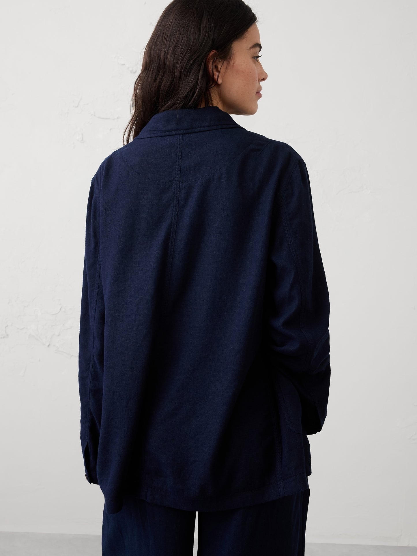 Linen-Blend Chore Overshirt