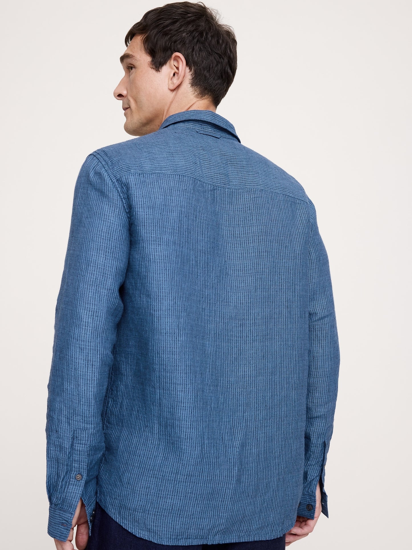 Standard-Fit Textured Linen-Cotton Shirt