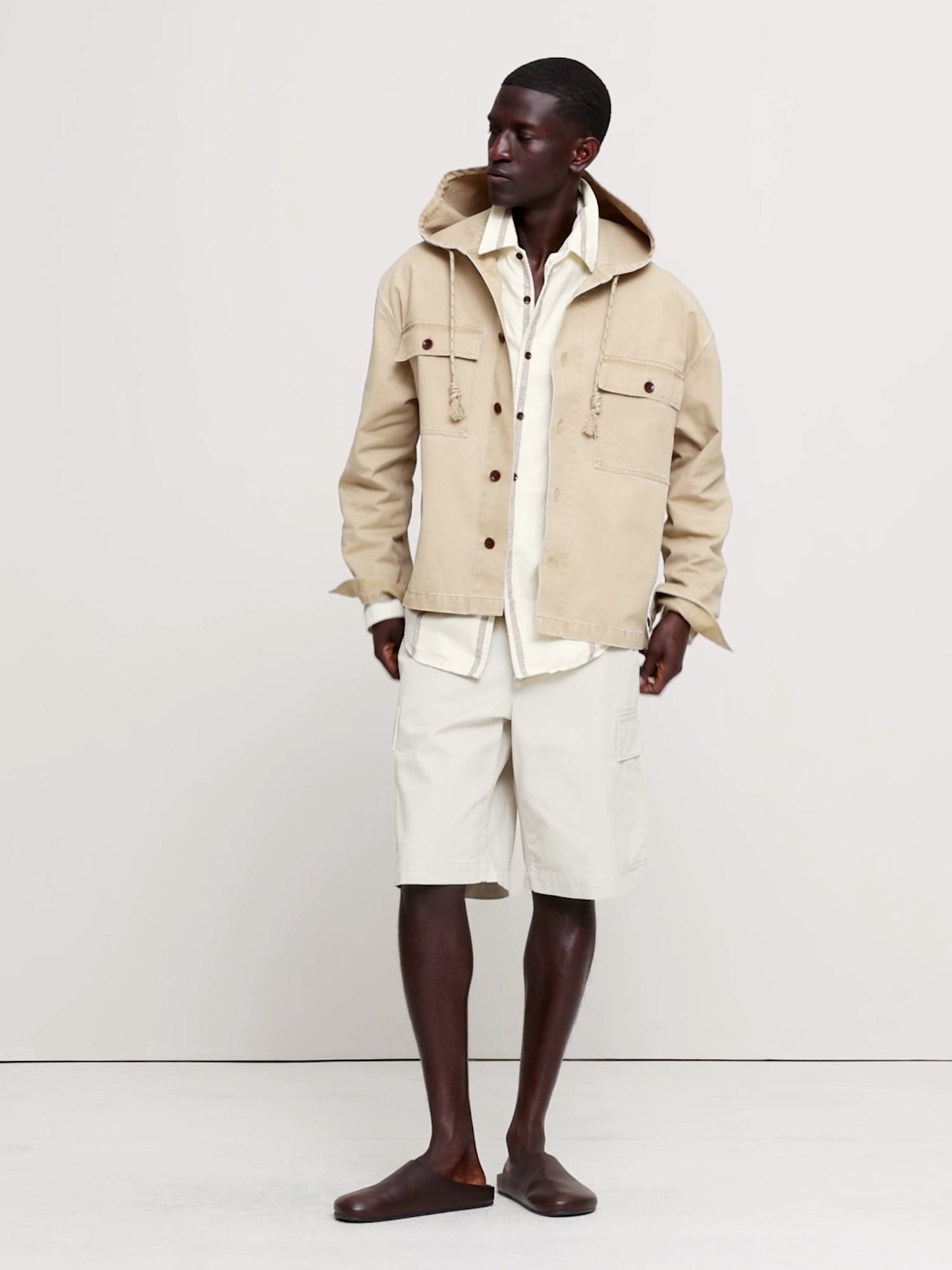 Cotton Twill Hooded Overshirt