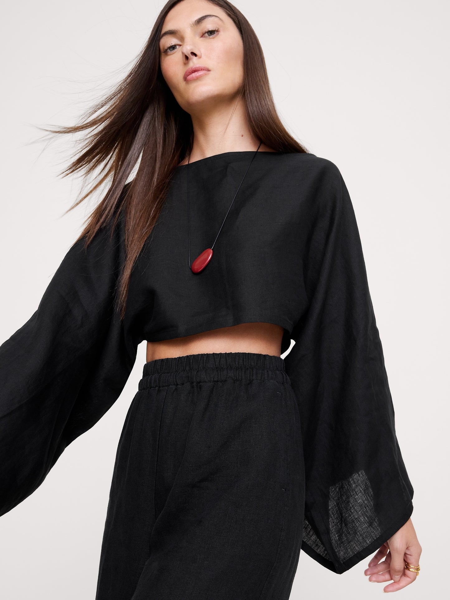 High-Rise Wide-Leg Linen Pull-On Ankle Pant