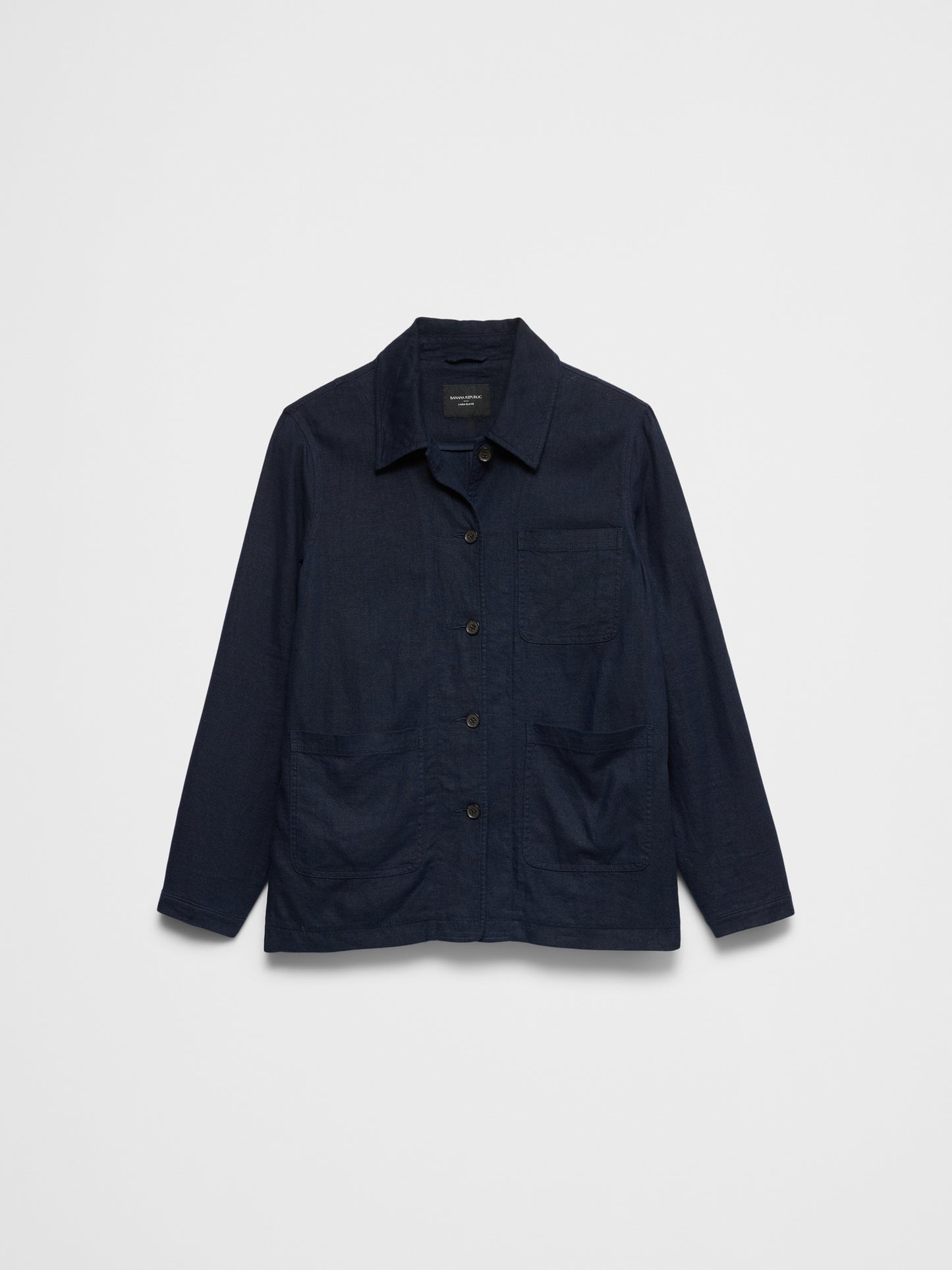 Linen-Blend Chore Overshirt