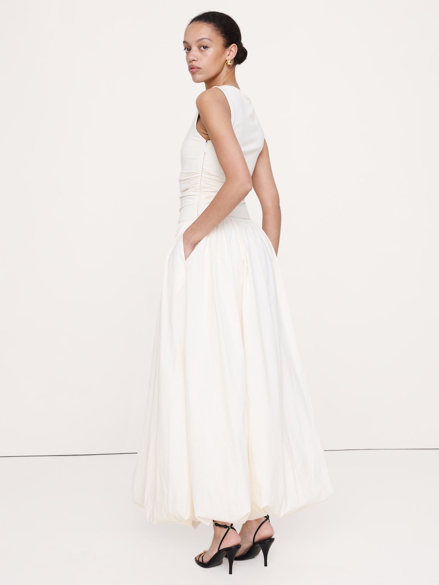Jersey + Cotton Poplin Bubble-Hem Dress