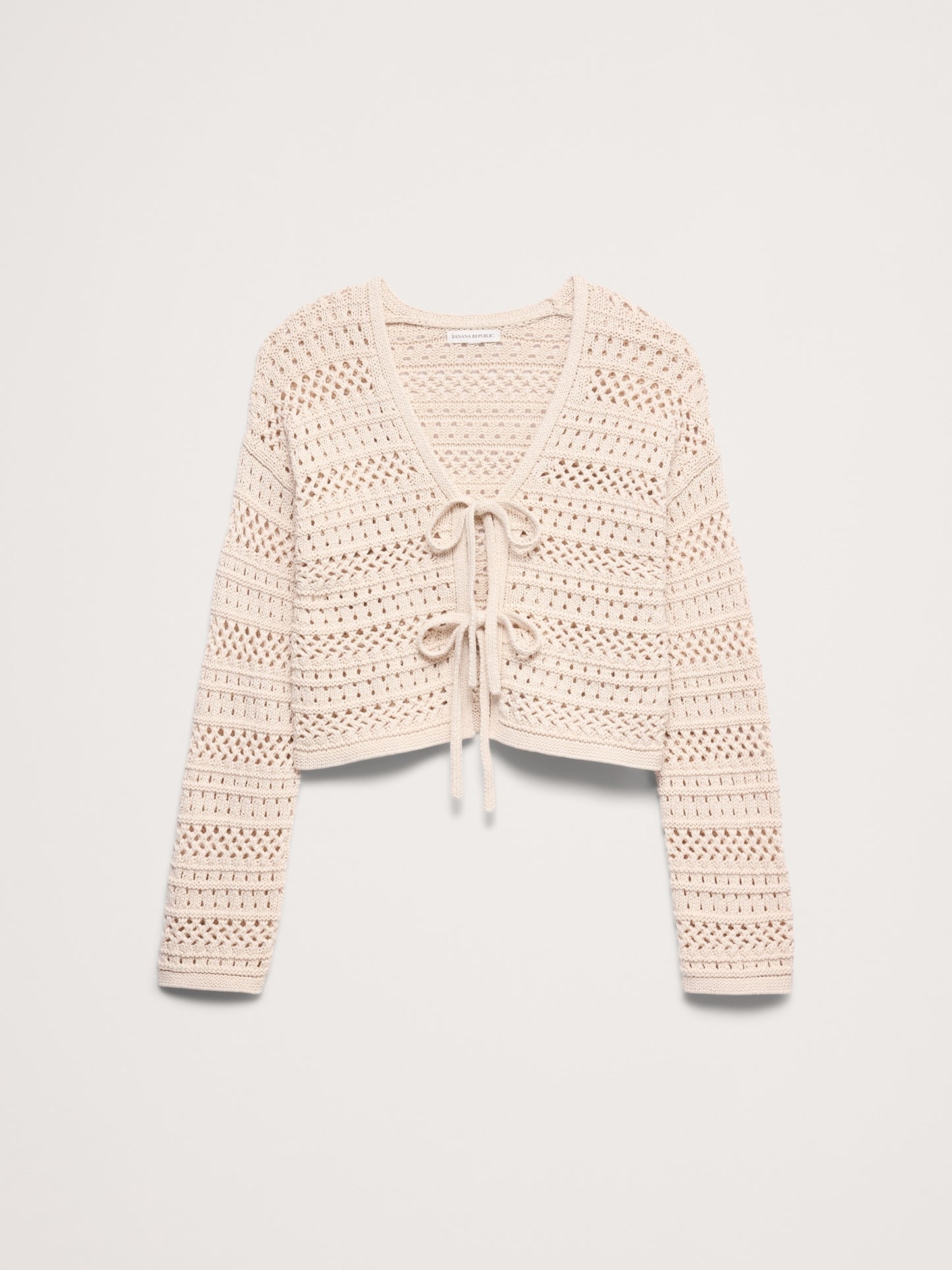 Coastal Cotton Crochet Tie-Front Cardigan